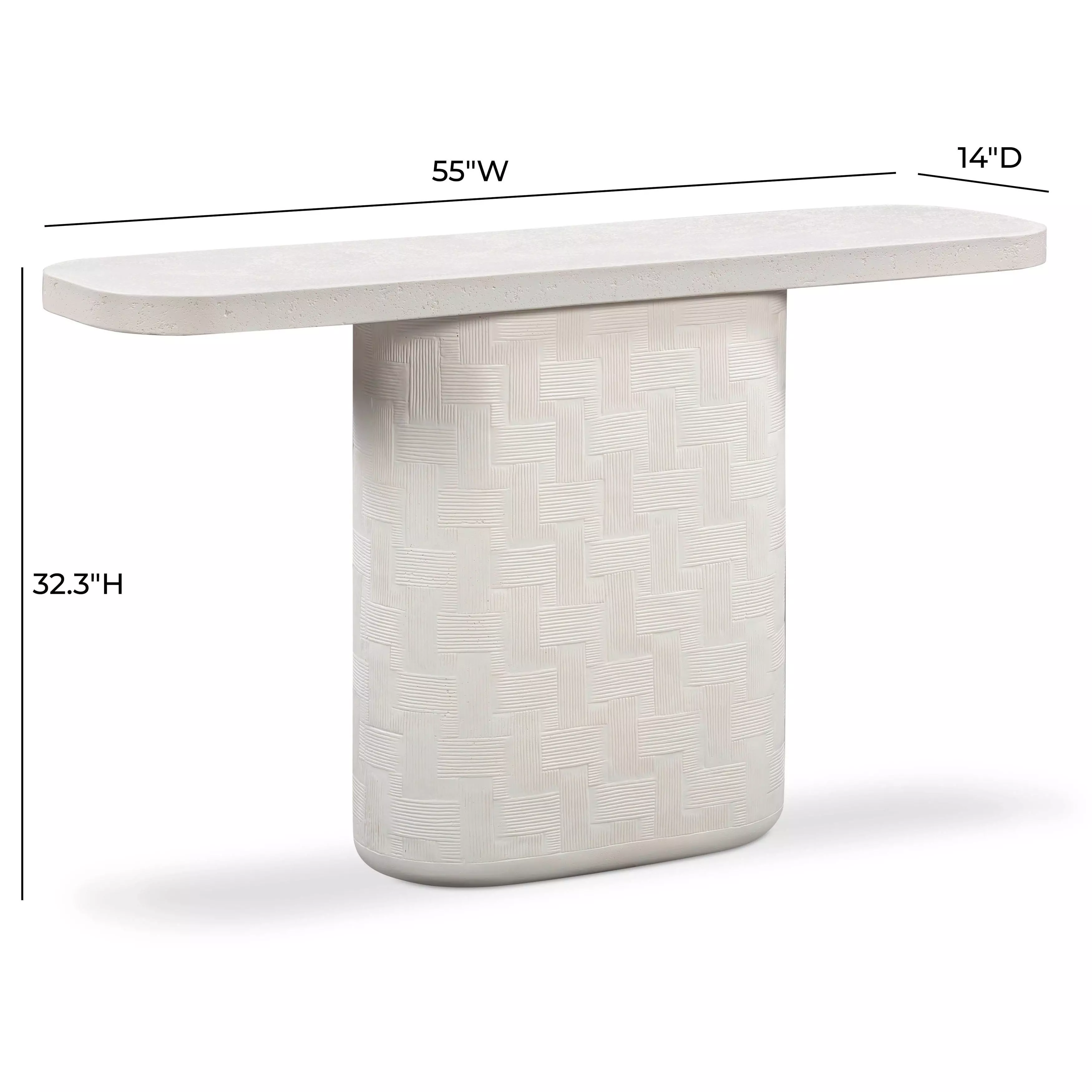 Suraya Ivory Oval Concrete Top Console Table