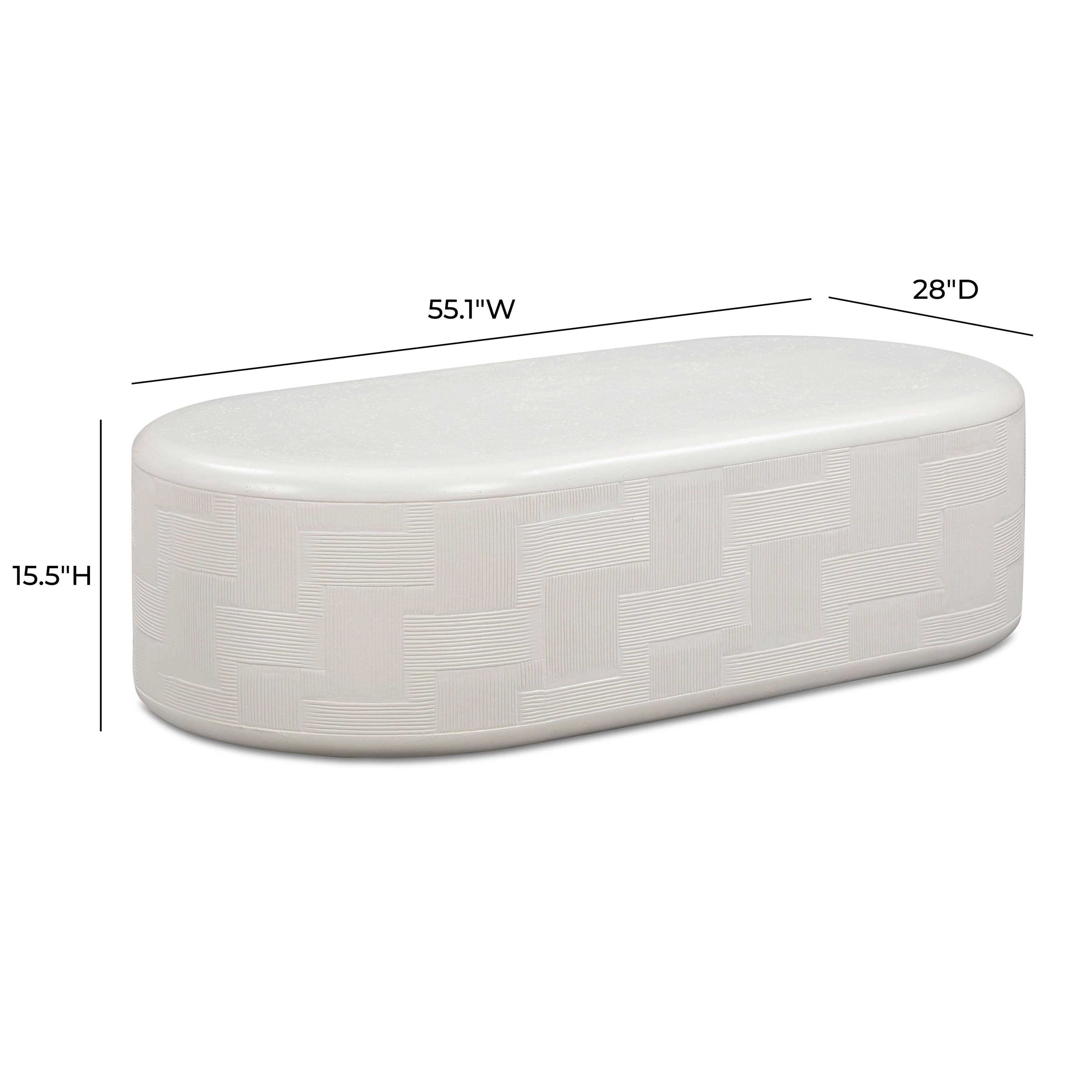 Suraya Ivory Oval Outdoor Concrete Top Coffee Table