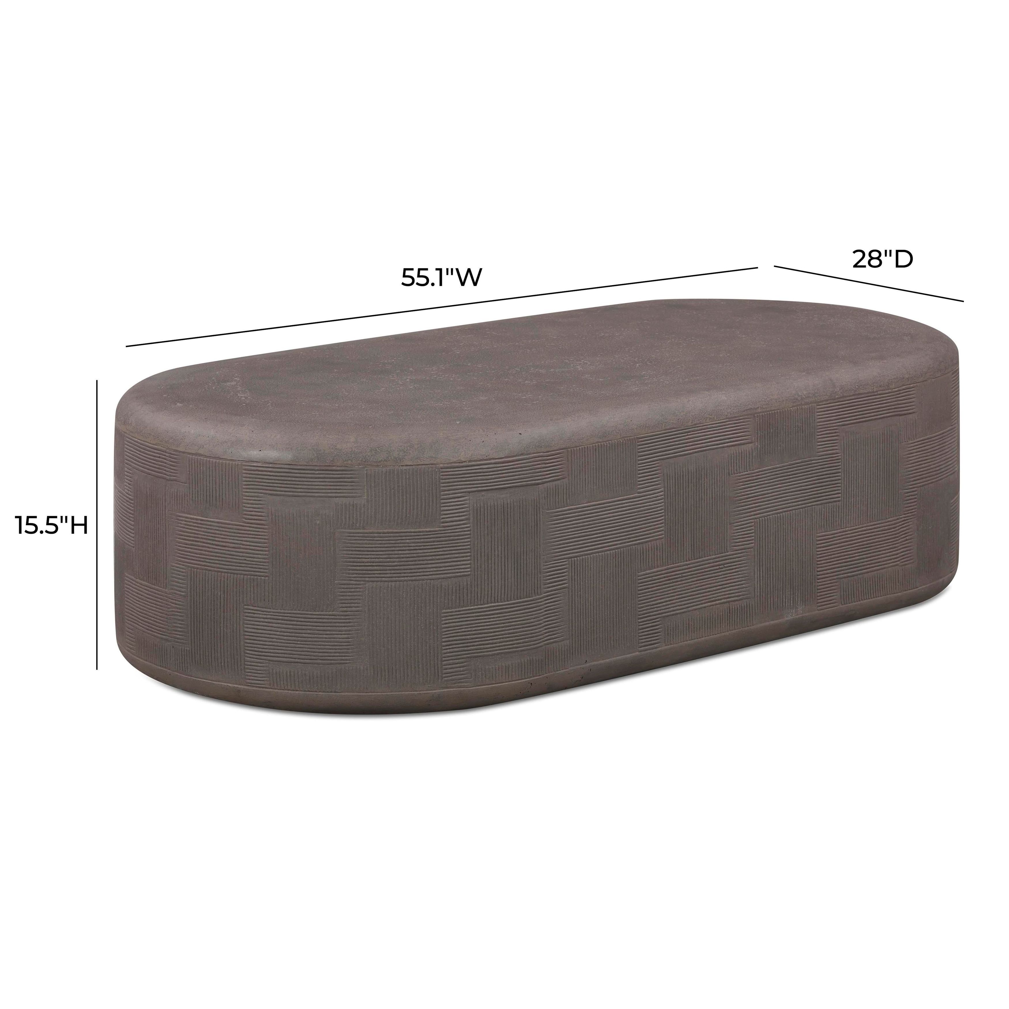 Suraya Dark Umber Oval Outdoor Concrete Top Coffee Table