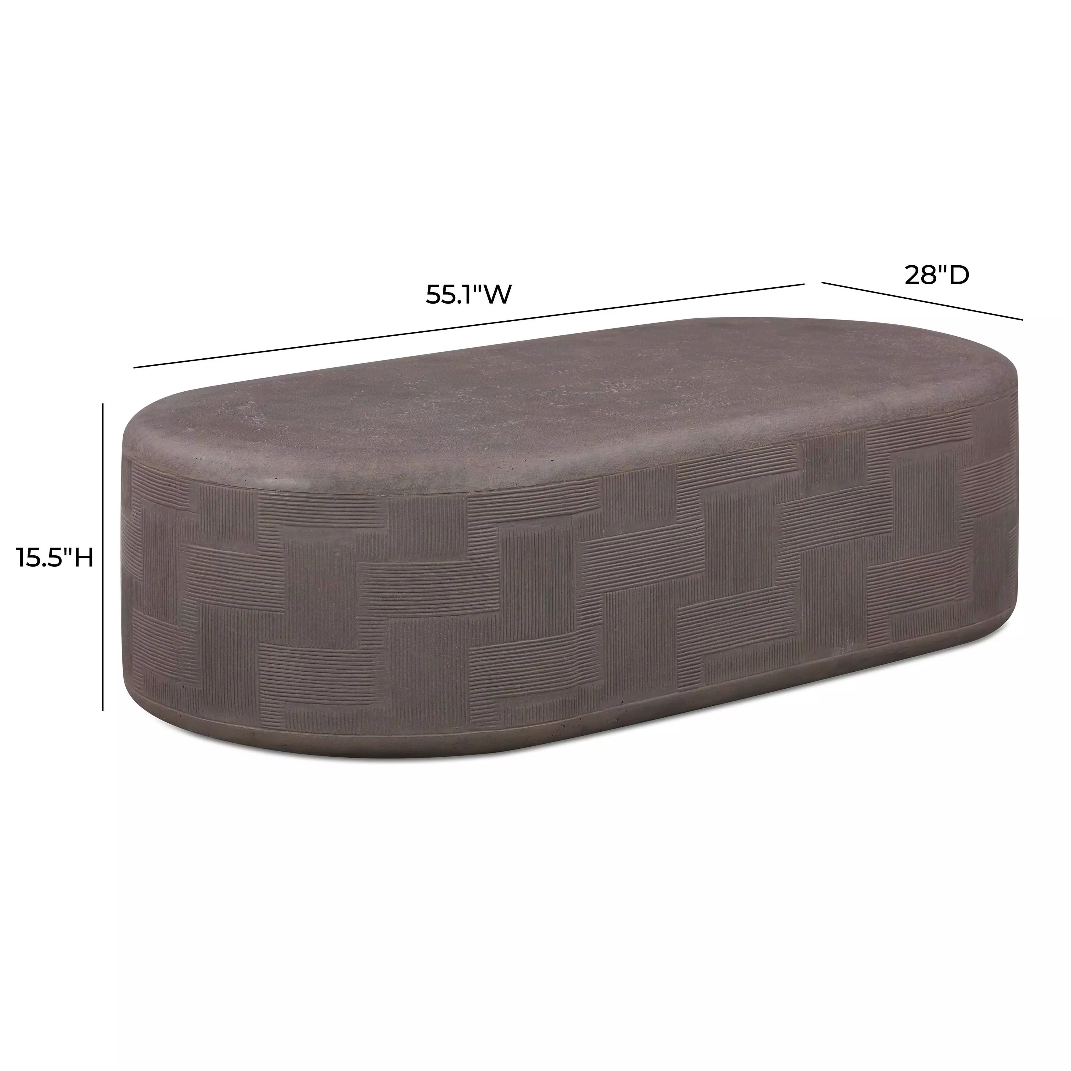 Suraya Dark Umber Oval Outdoor Concrete Top Coffee Table