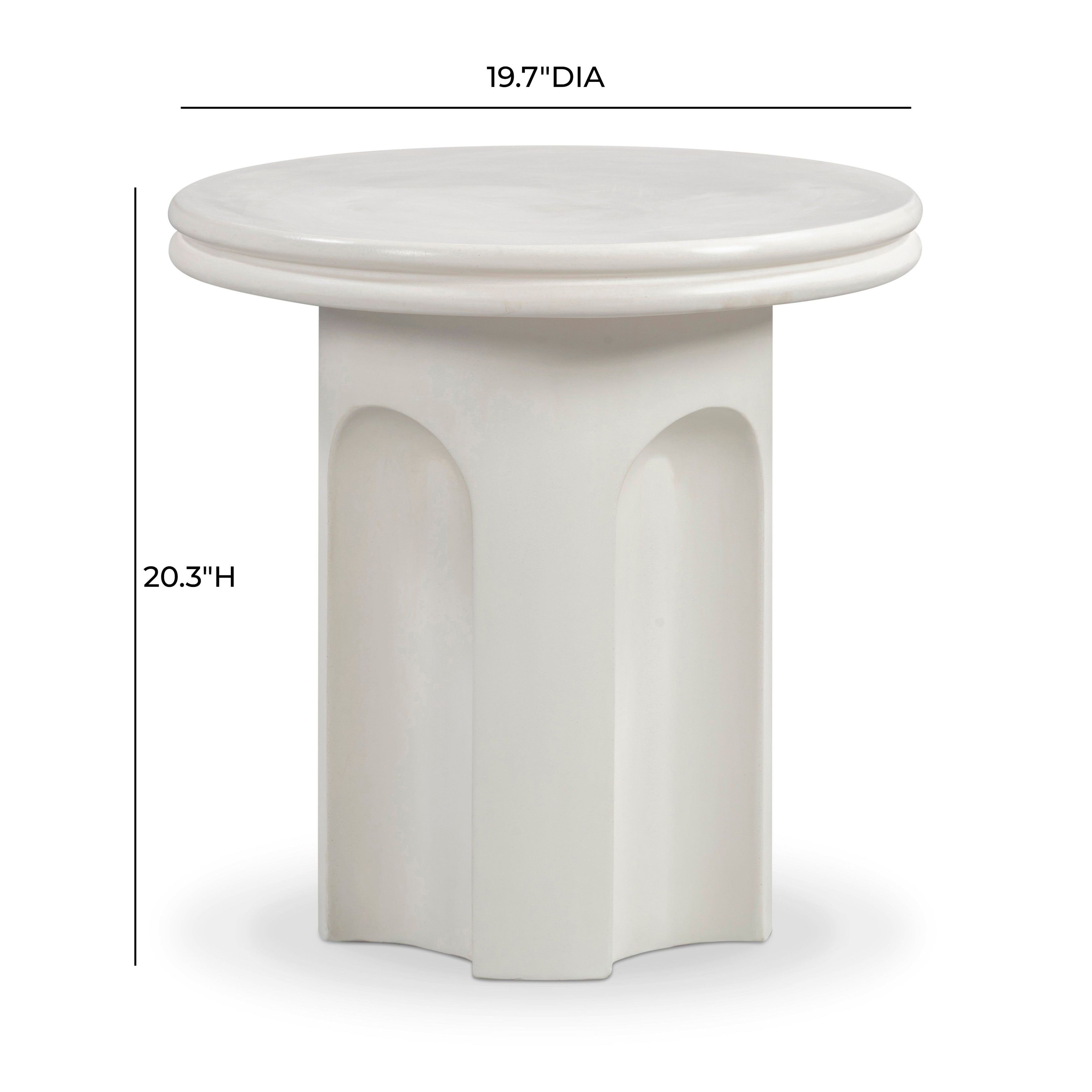 Suraya Ivory Round Outdoor Concrete Top Side Table
