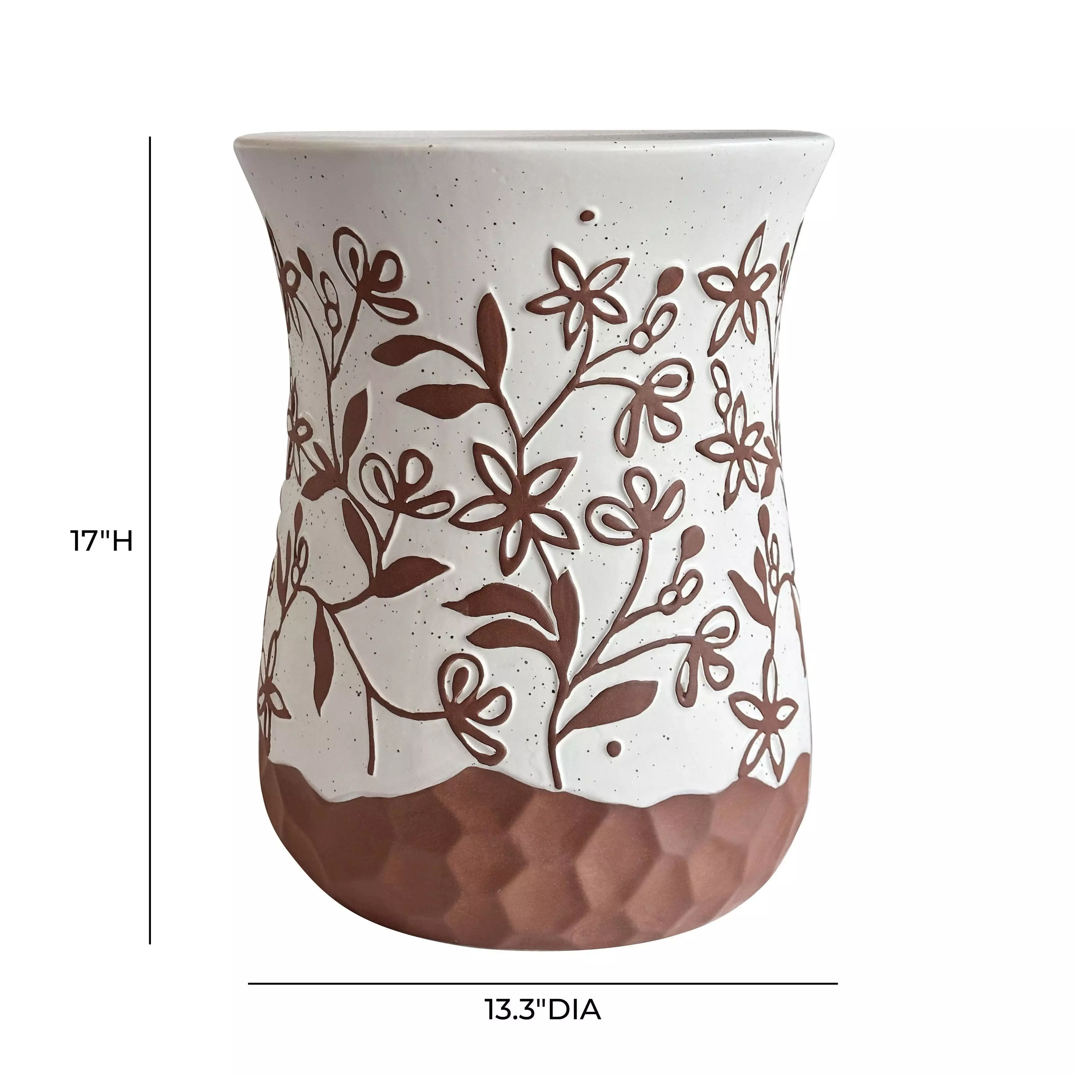 Ceramic White and Terracotta Round Outdoor Side Table