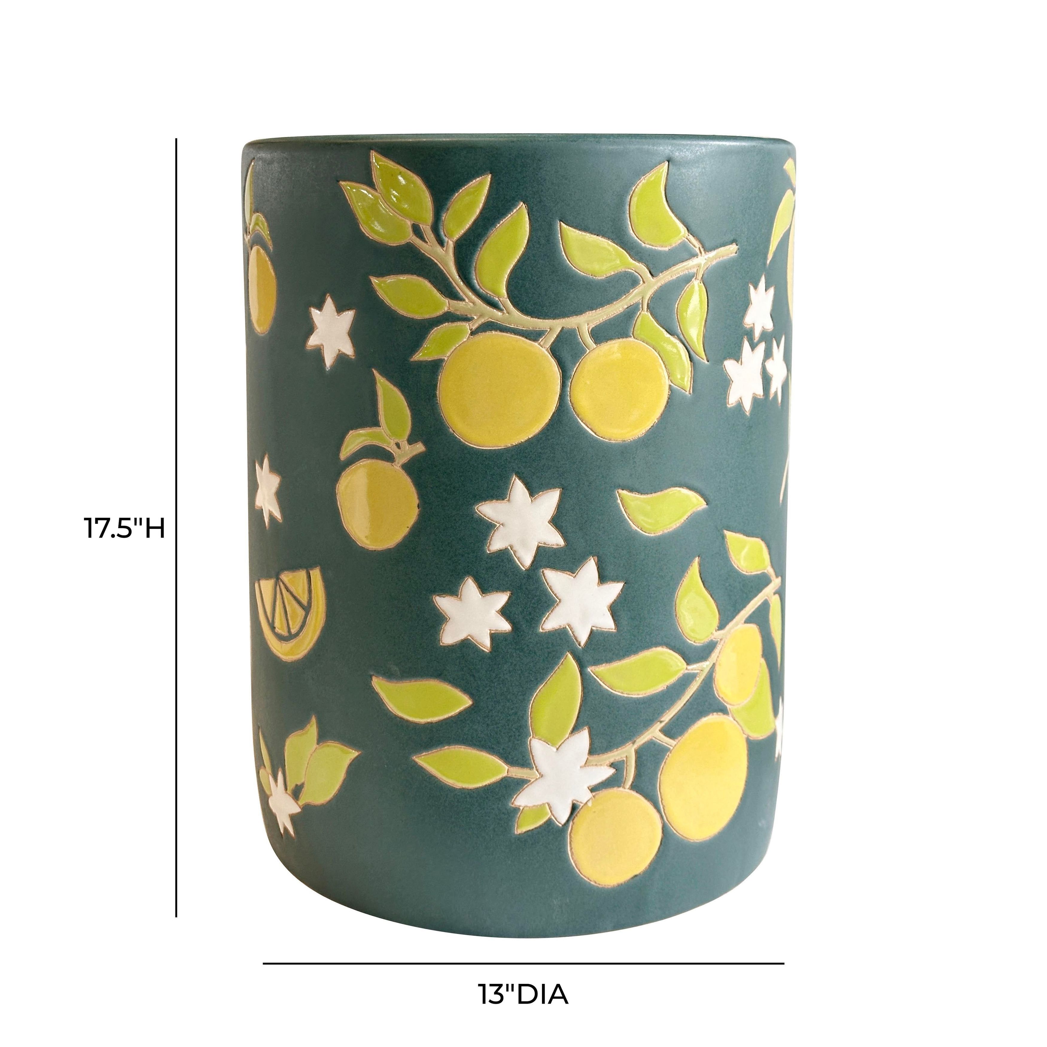 Tempest Lemon Citrus Round Outdoor Side Table