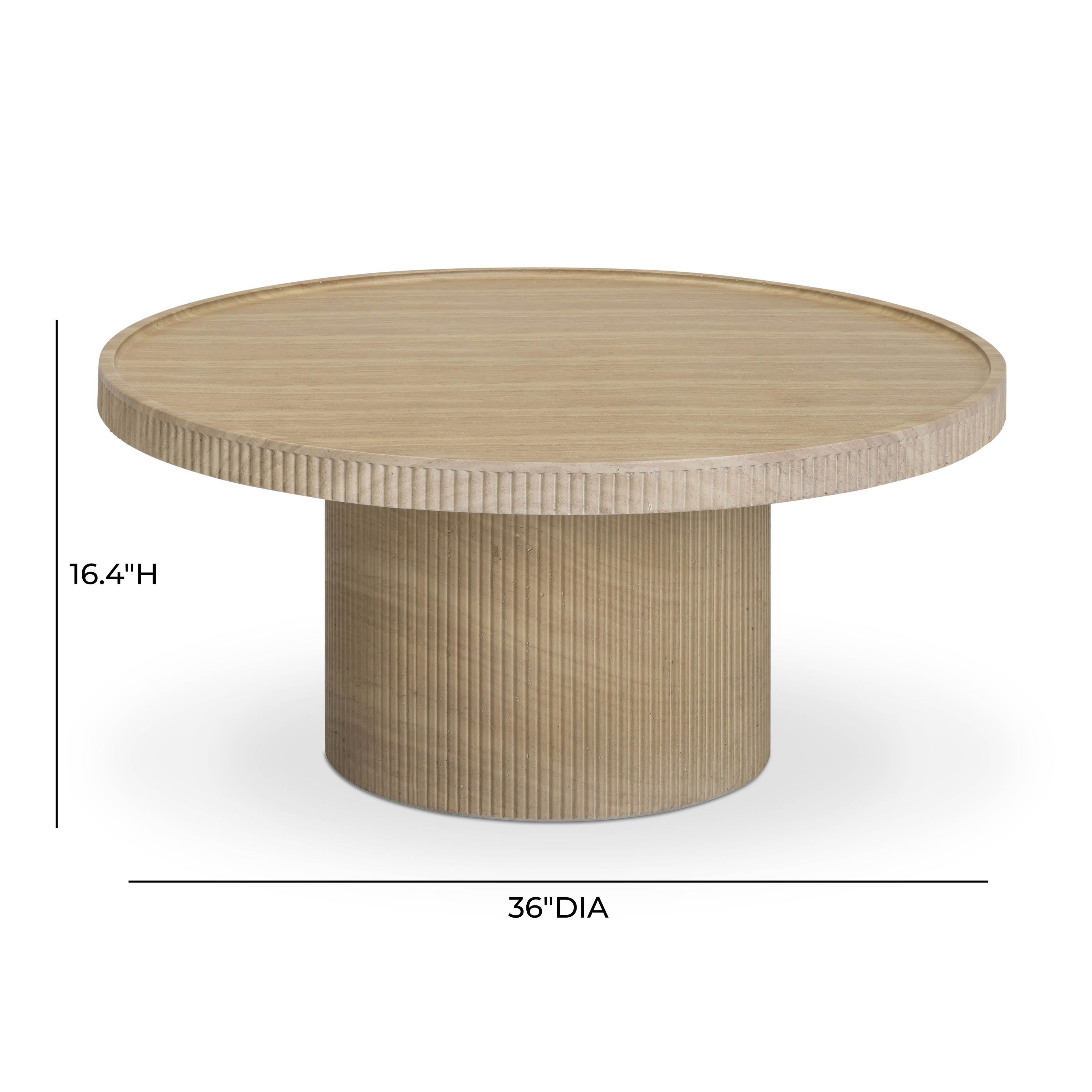 Darcy Travertine Round Outdoor Concrete Top Coffee Table
