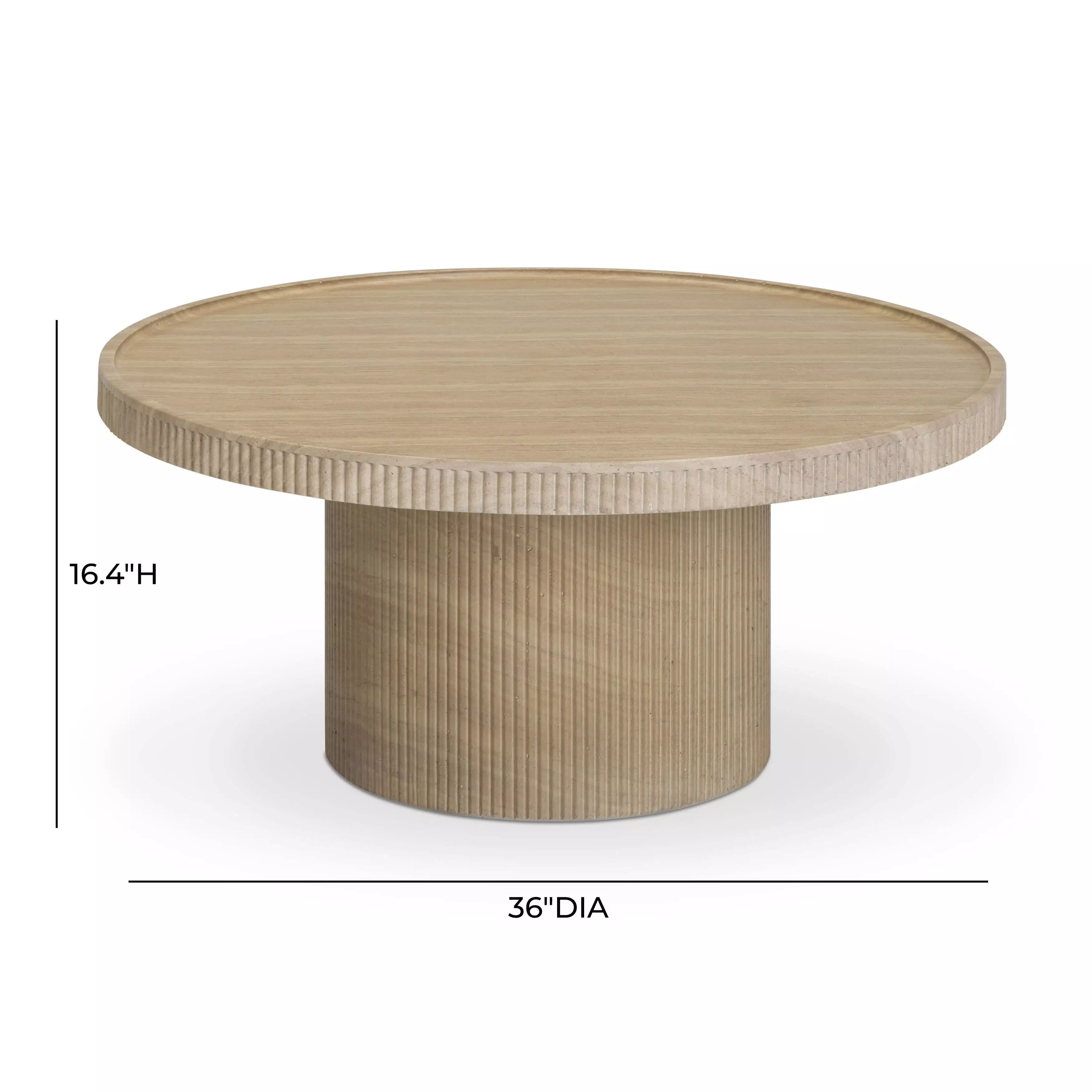 Darcy Travertine Round Outdoor Concrete Top Coffee Table