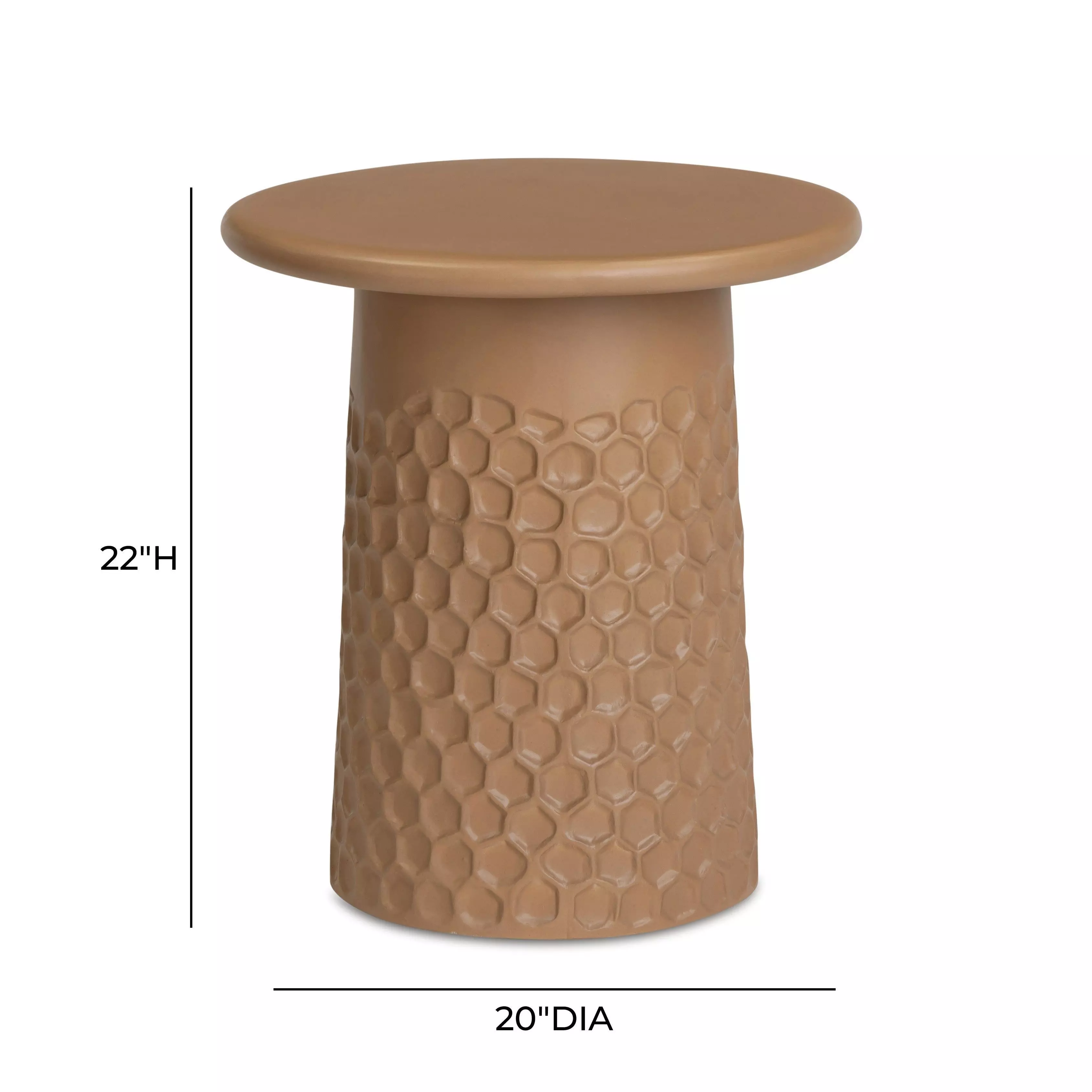 Hessa Terracotta Round Outdoor Concrete Top Side Table