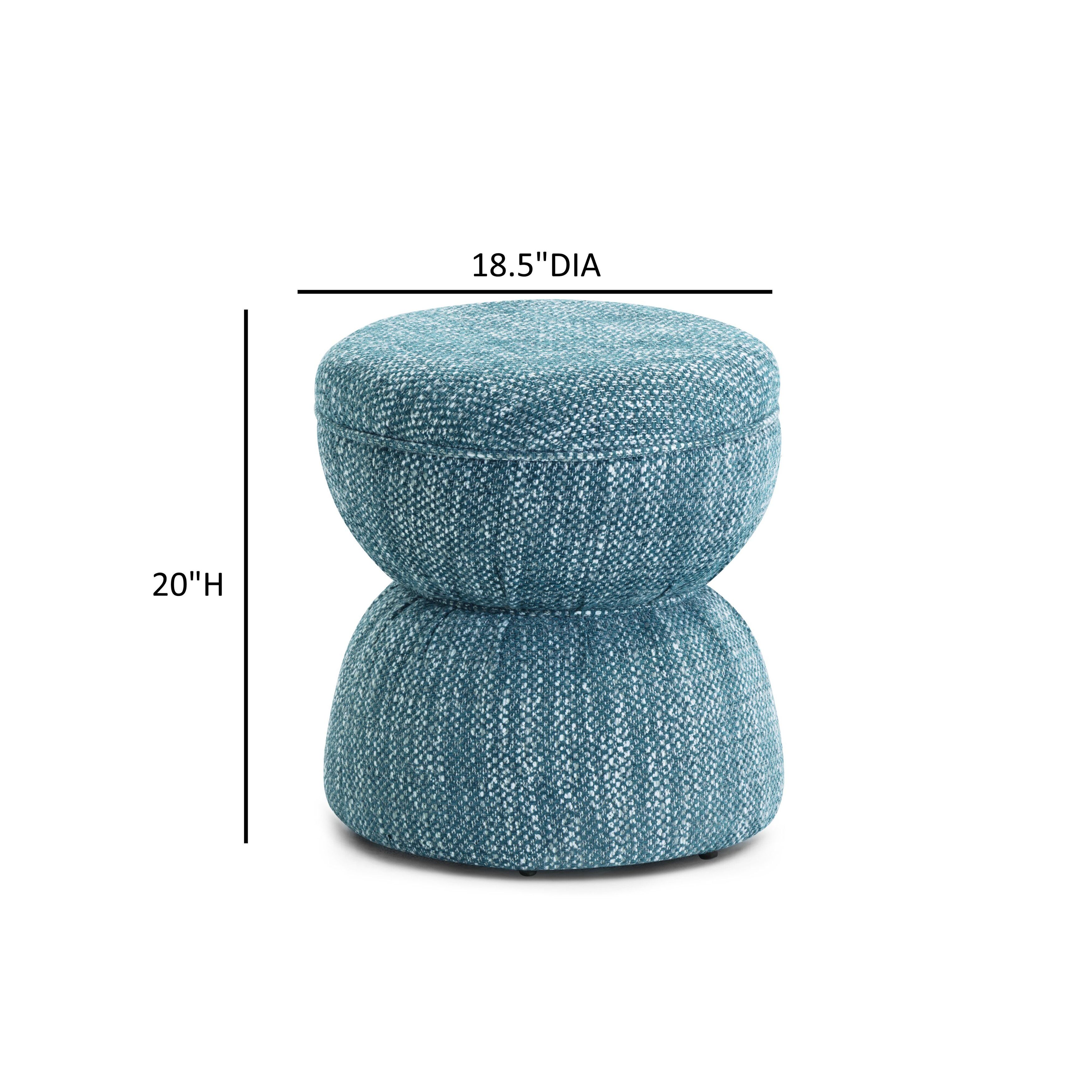 Tomlin Teal Performance Fabric Upholstered Round Ottoman