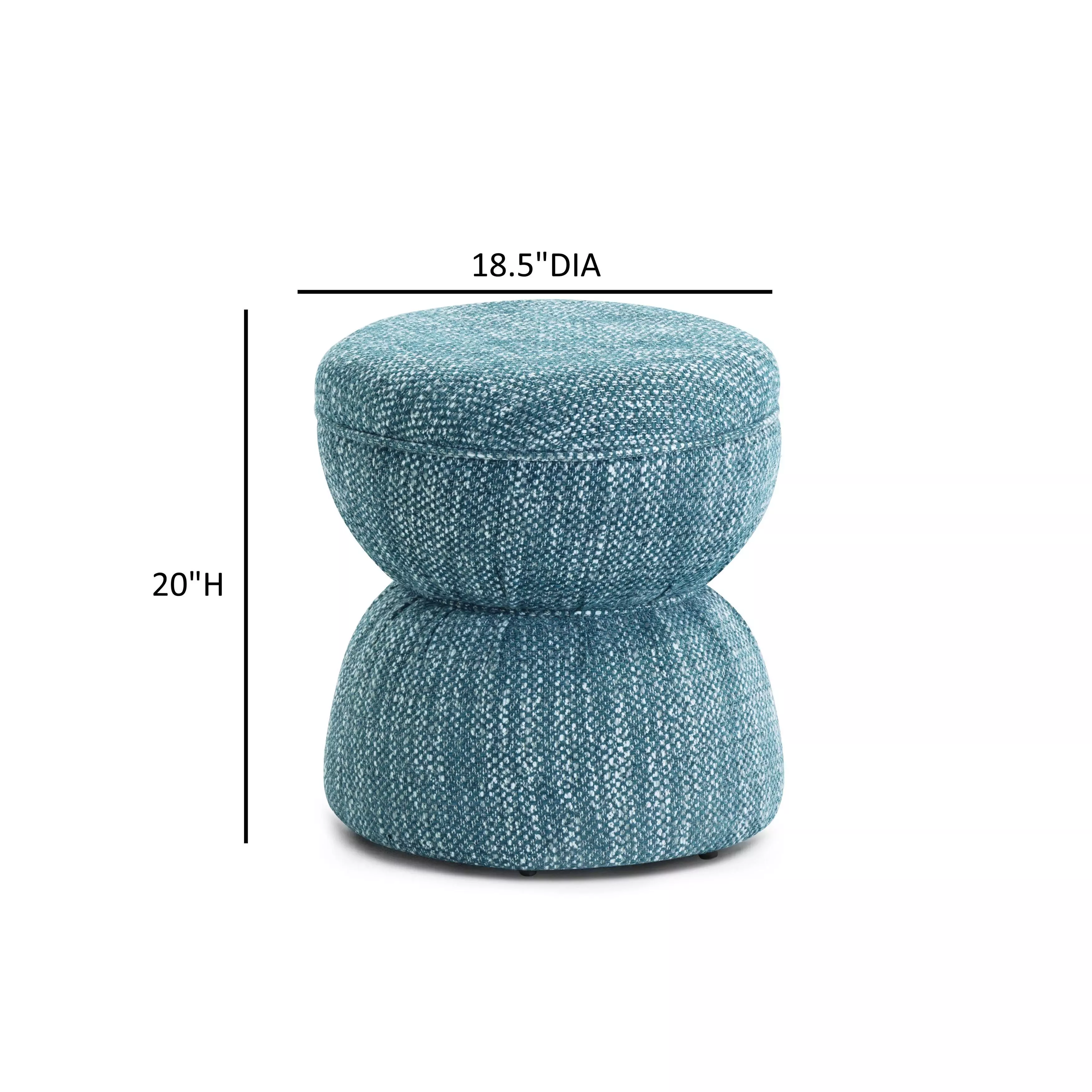 Tomlin Teal Performance Fabric Upholstered Round Ottoman