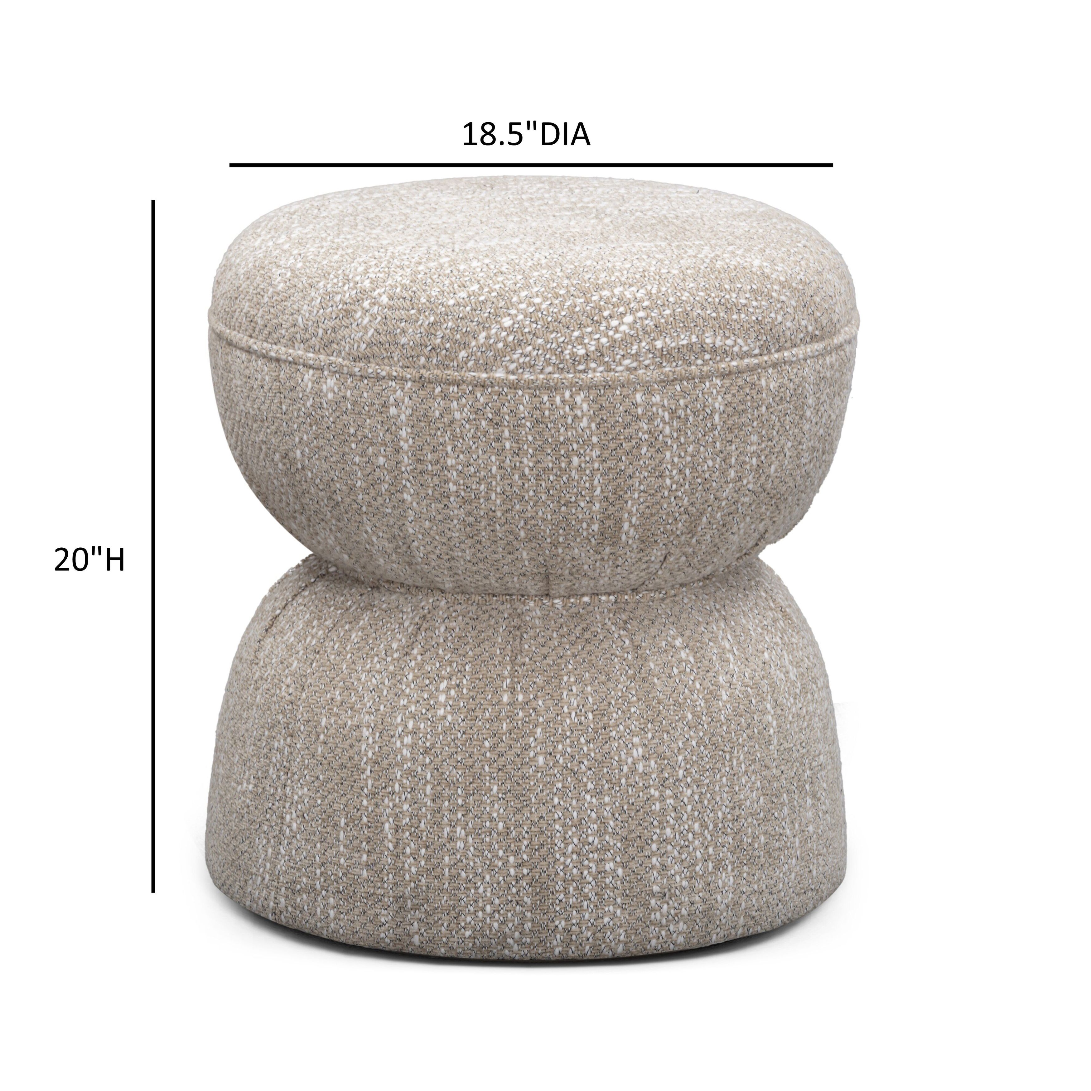 Tomlin Beige Performance Fabric Upholstered Round Ottoman