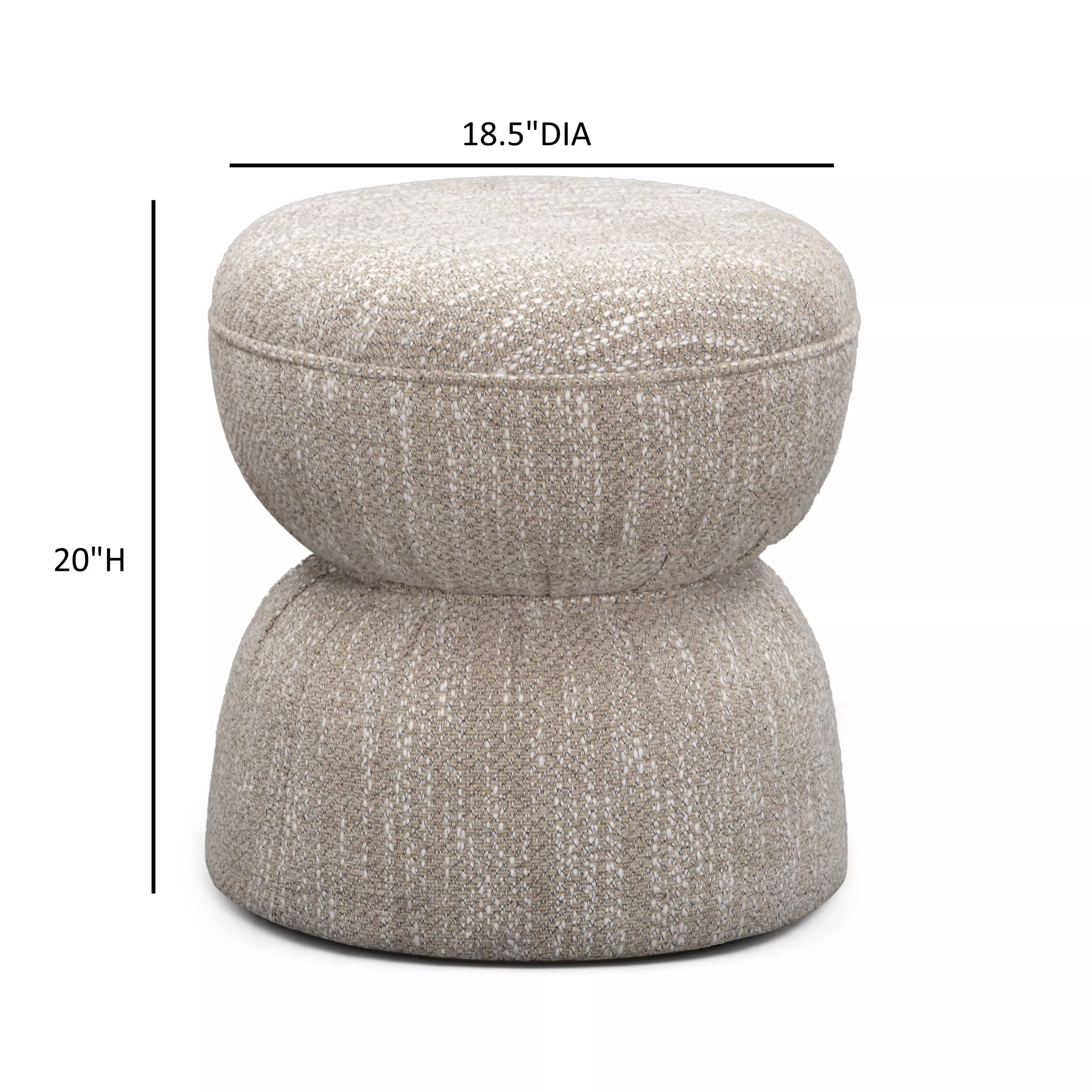 Tomlin Beige Performance Fabric Upholstered Round Ottoman