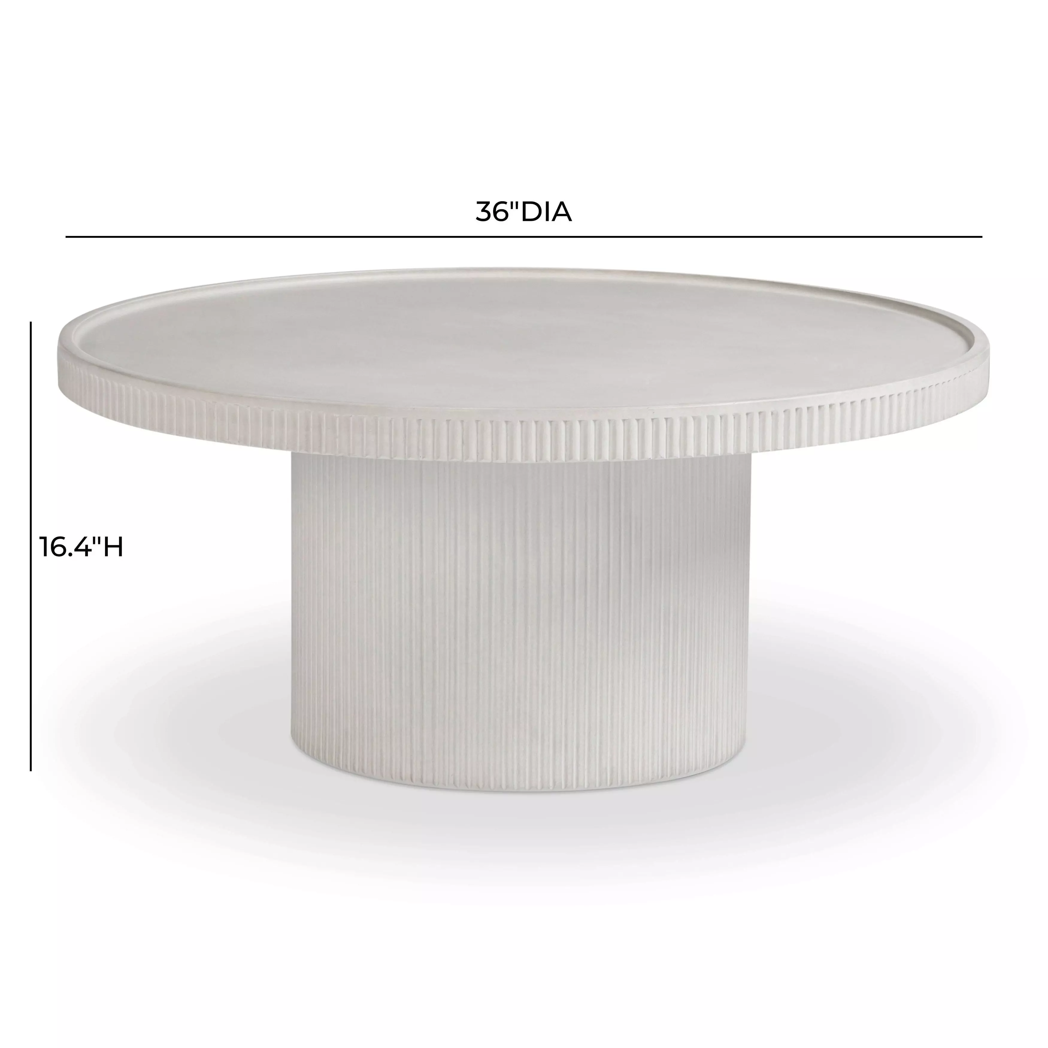 Darcy White Round Outdoor Concrete Top Coffee Table