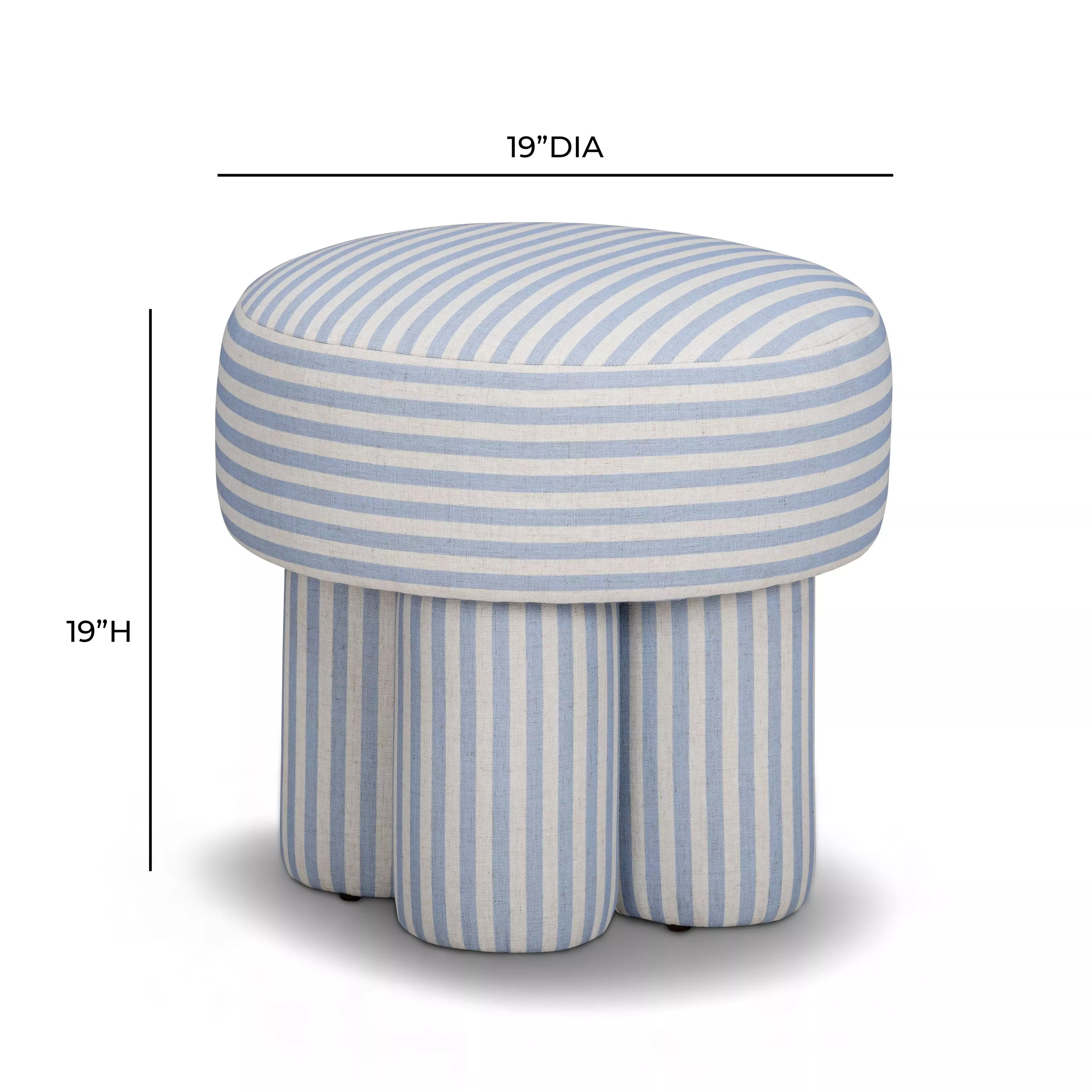 Masha Blue and White Performance Fabric Upholstered Accent Stool