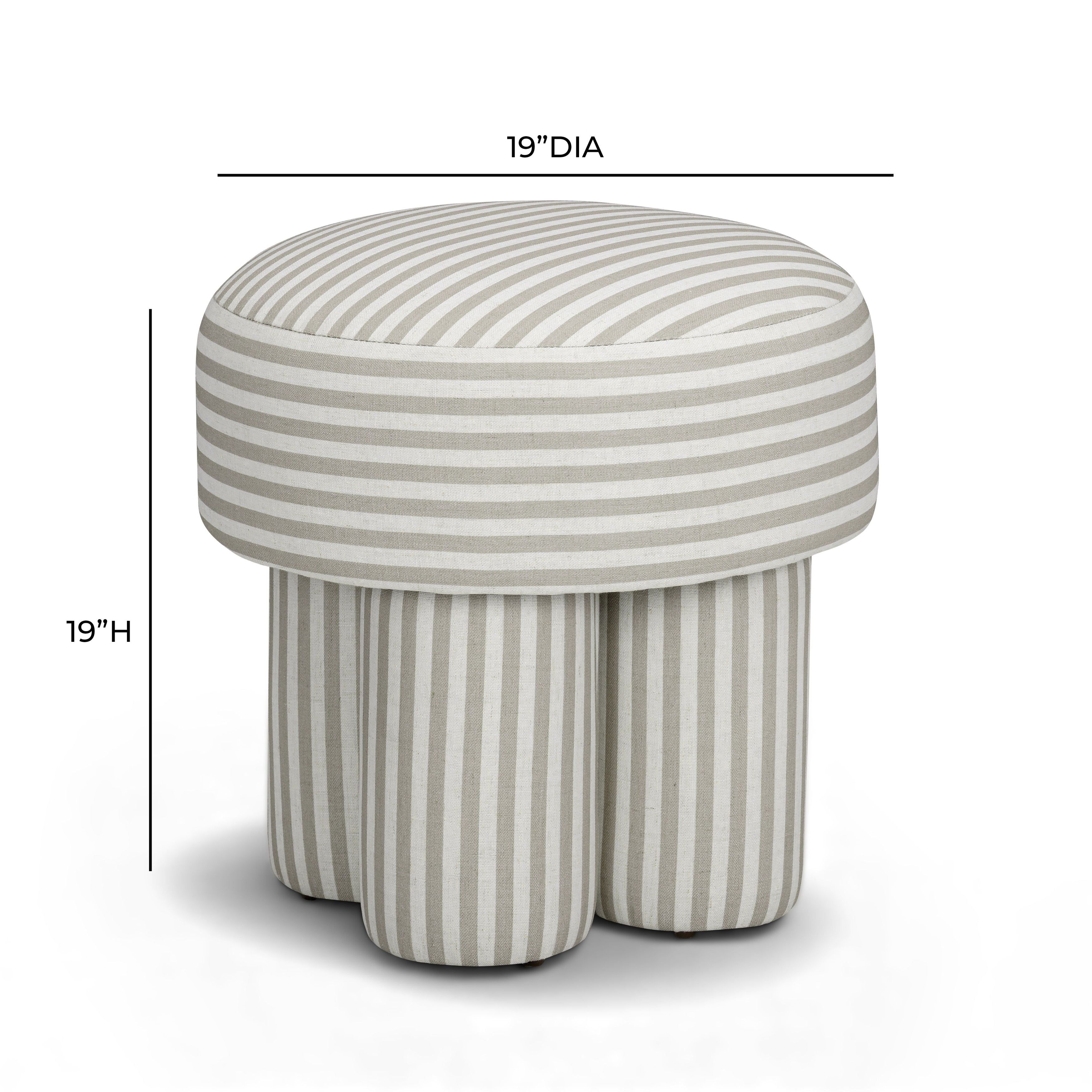Masha Khaki and White Performance Fabric Upholstered Accent Stool