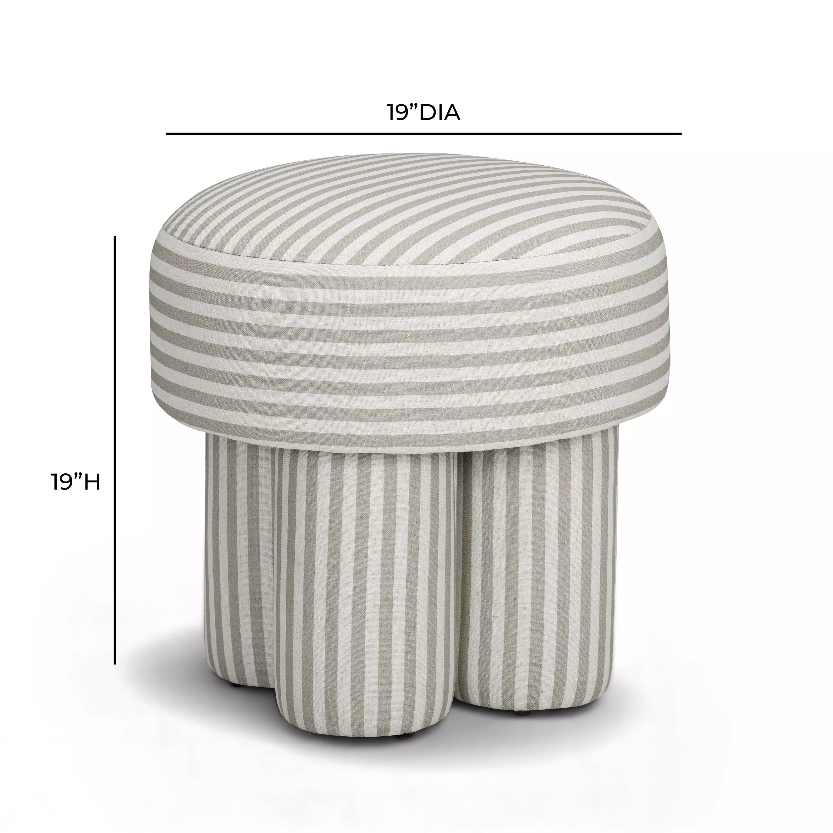 Masha Khaki and White Performance Fabric Upholstered Accent Stool