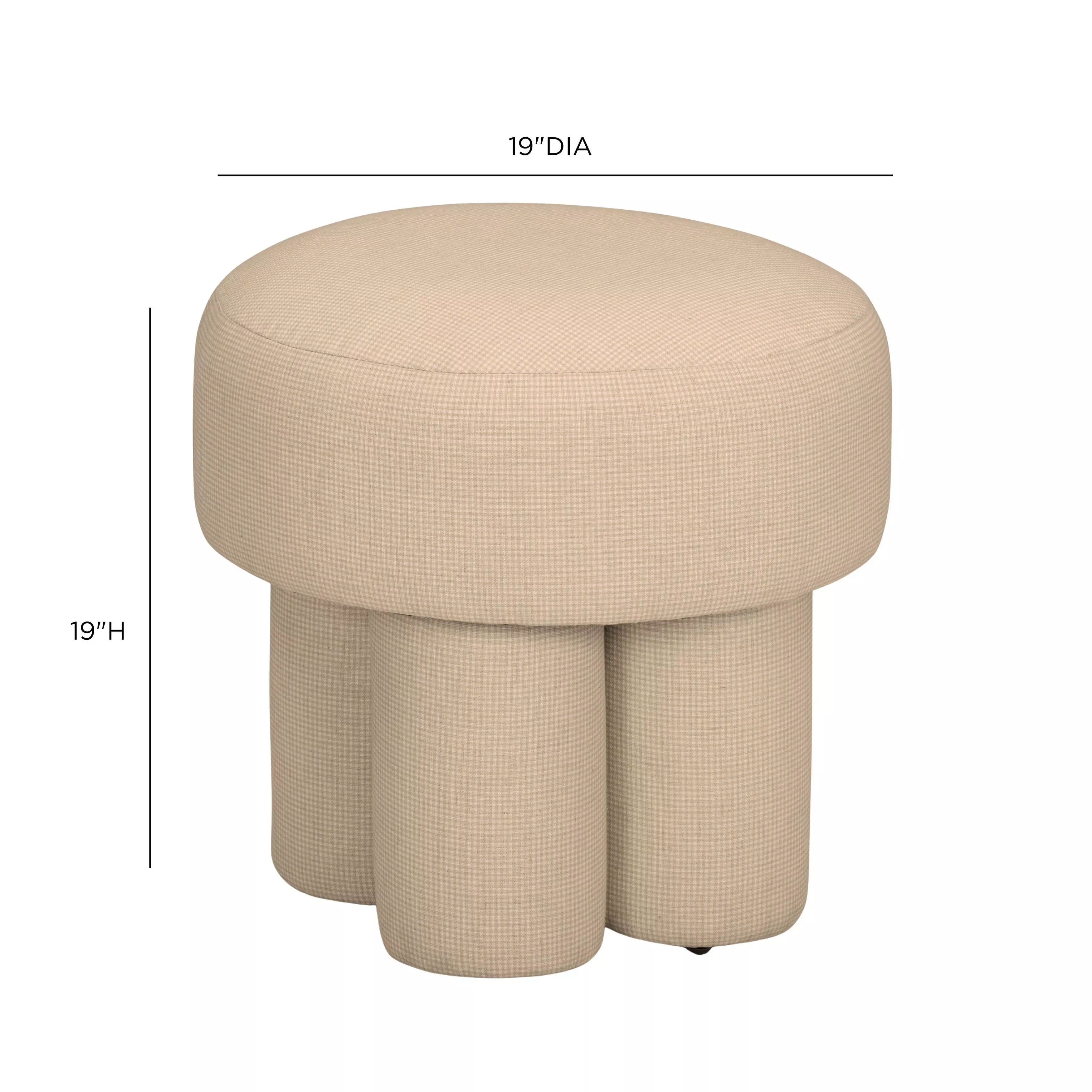 Masha Yellow and White Performance Fabric Upholstered Accent Stool