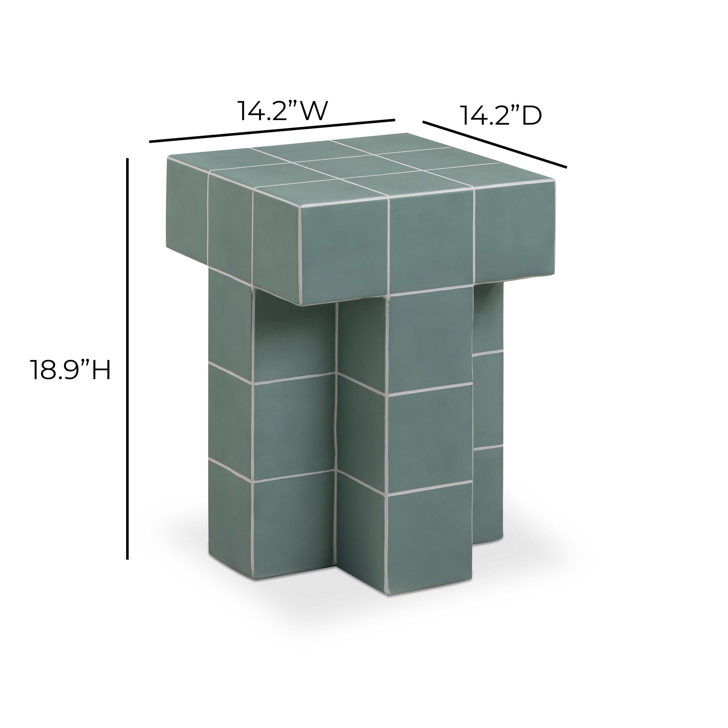 Alma Green Square Outdoor Concrete Top Side Table