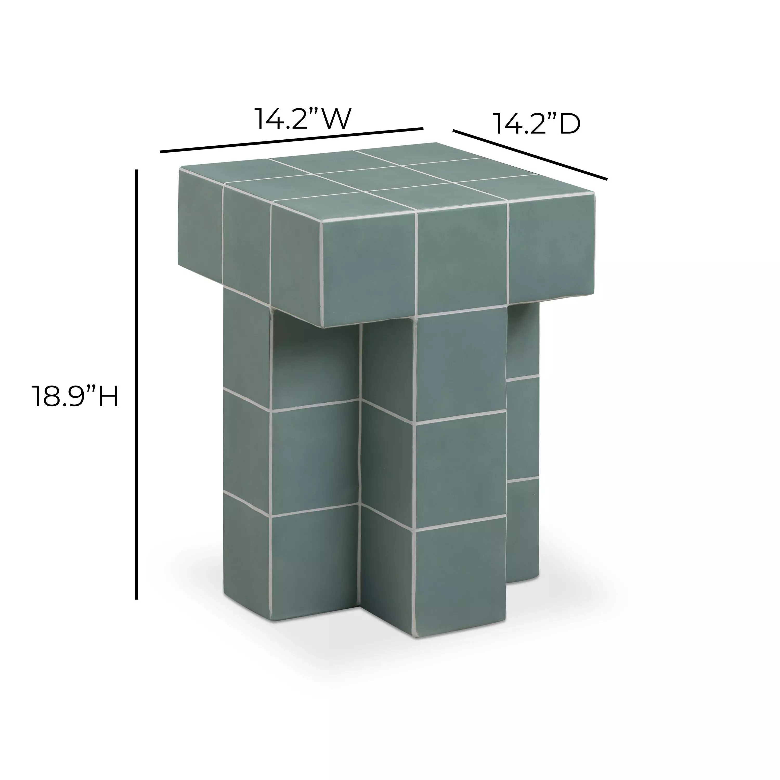 Alma Green Square Outdoor Concrete Top Side Table