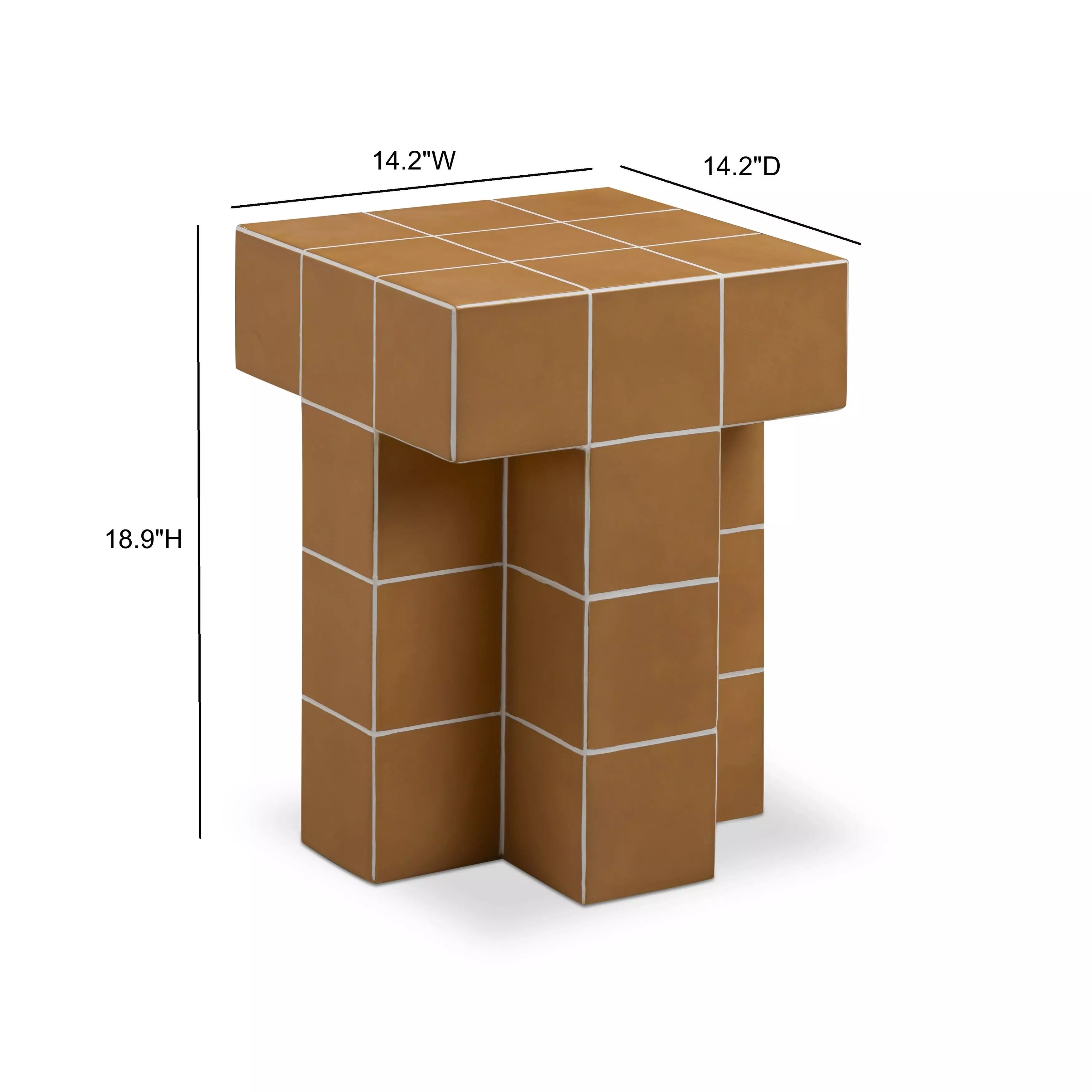 Alma Orange Square Outdoor Concrete Top Side Table
