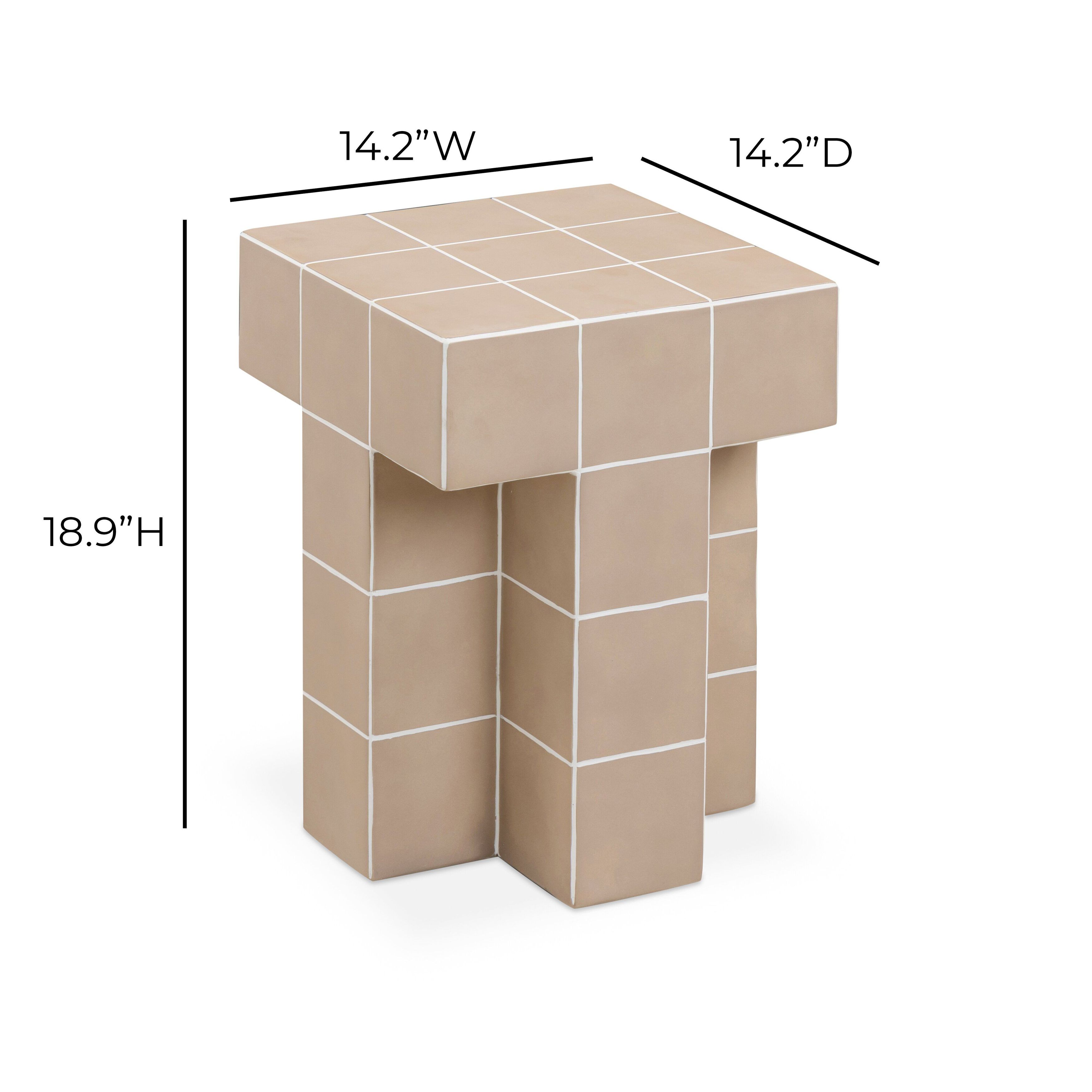 Alma Taupe Square Outdoor Concrete Top Side Table