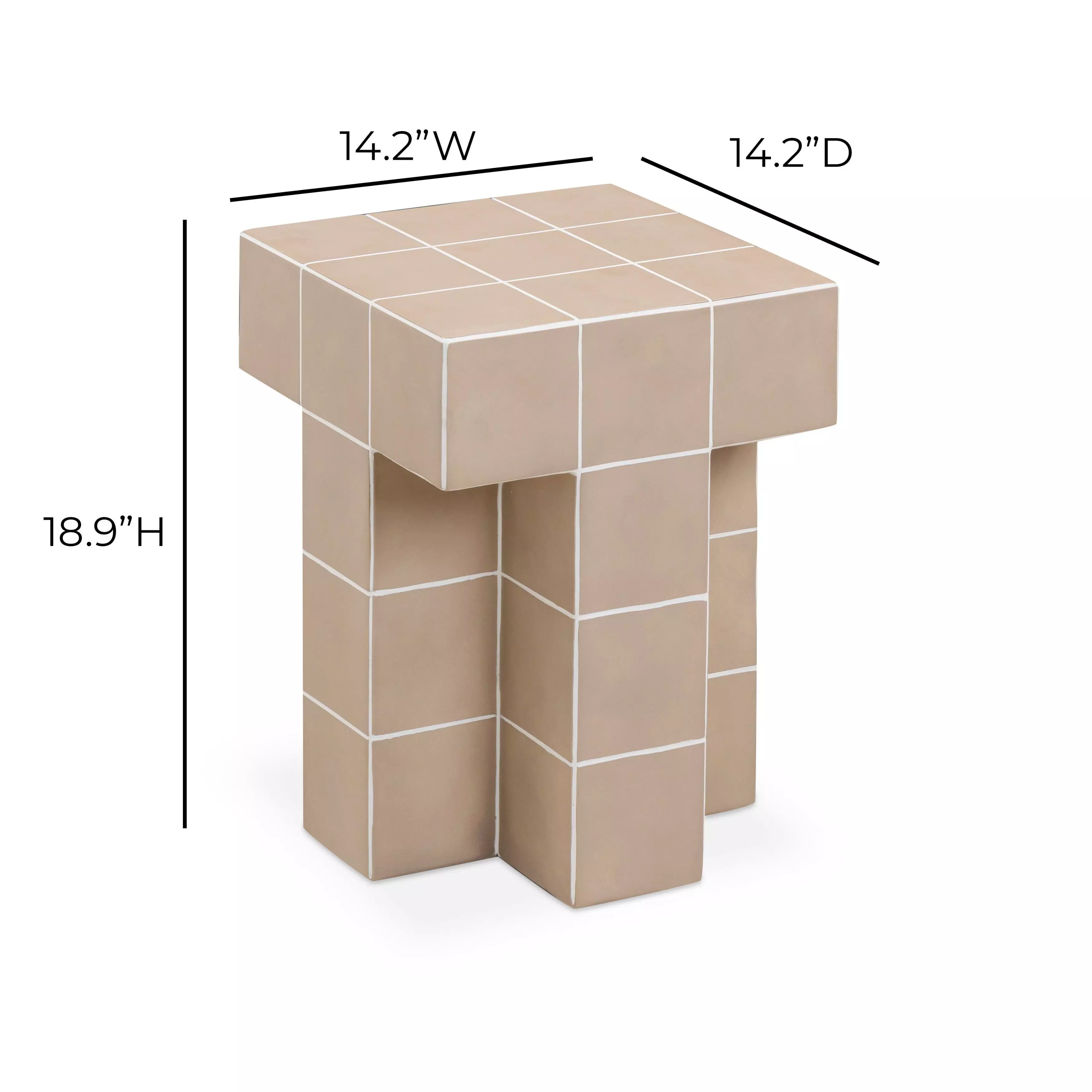 Alma Taupe Square Outdoor Concrete Top Side Table