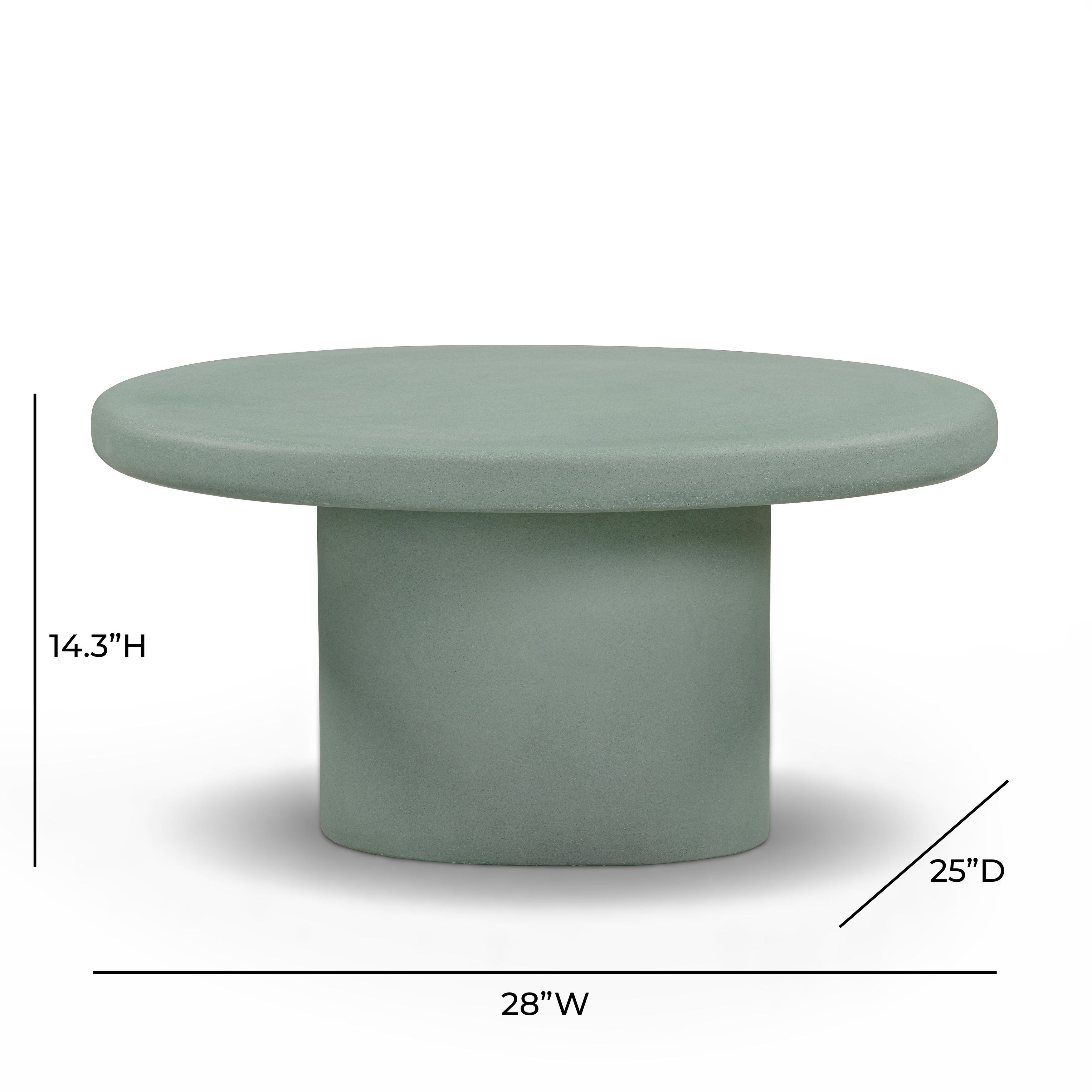 Jade Green Round Outdoor Concrete Top Medium Coffee Table