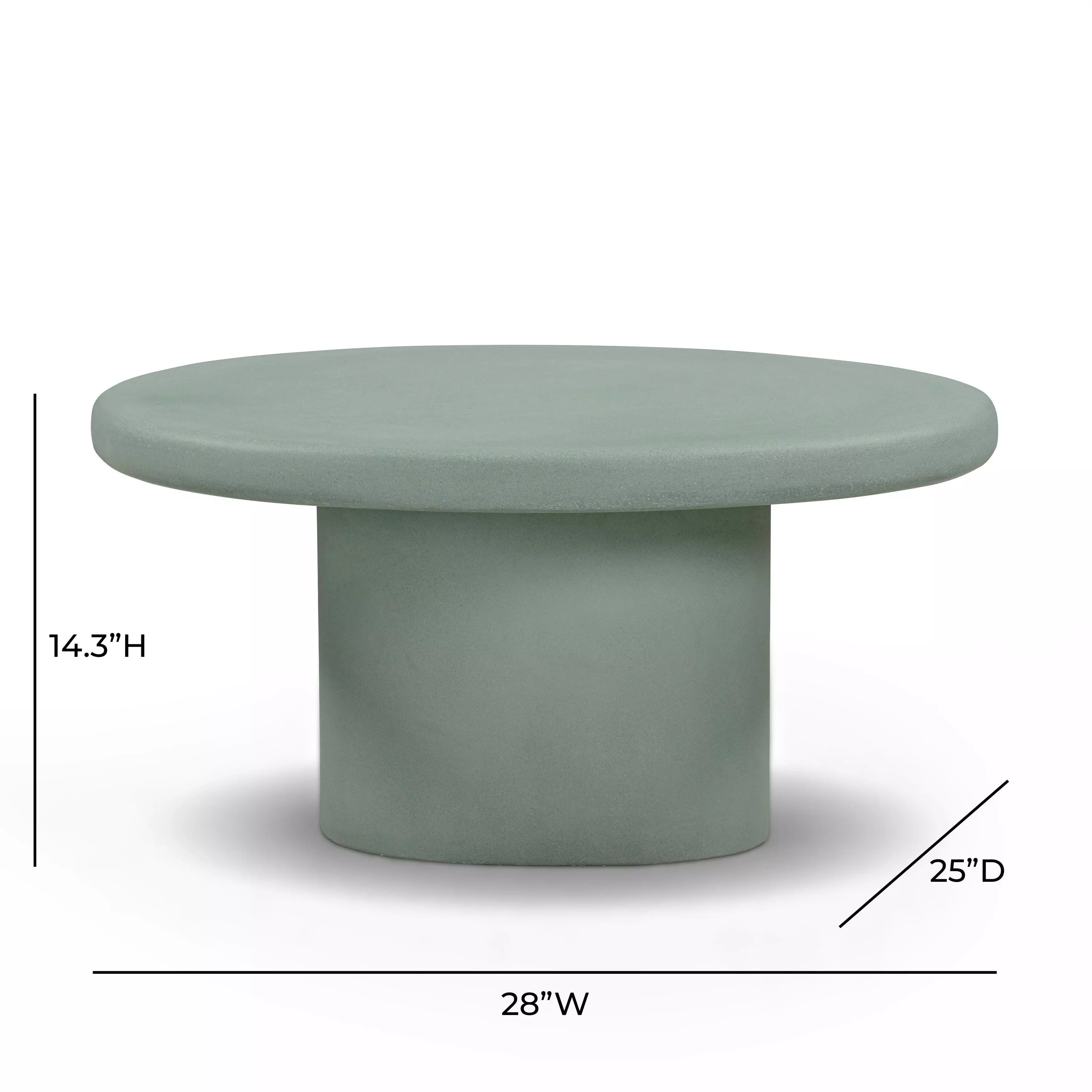 Jade Green Round Outdoor Concrete Top Medium Coffee Table