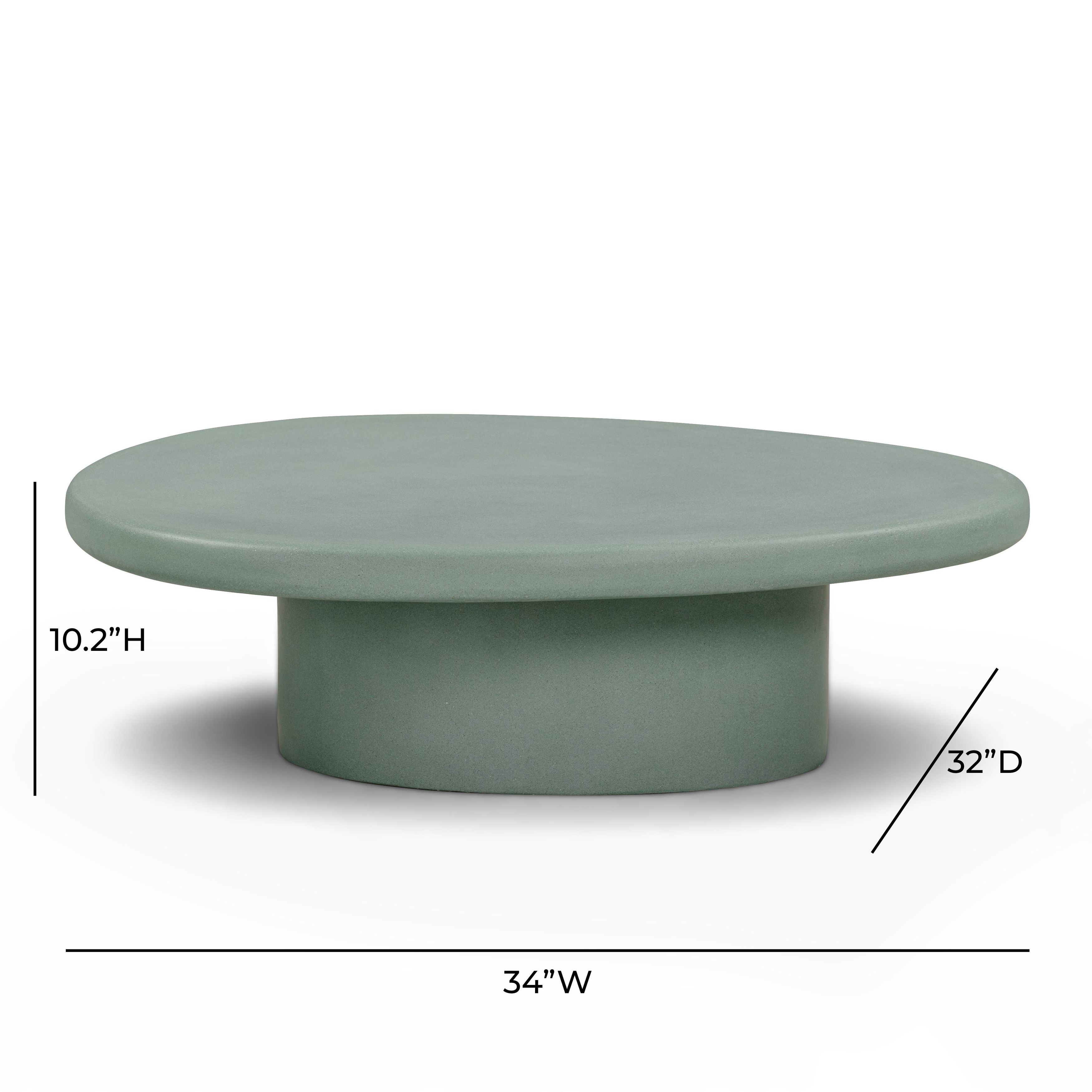 Jade Green Round Outdoor Concrete Top Large Coffee Table