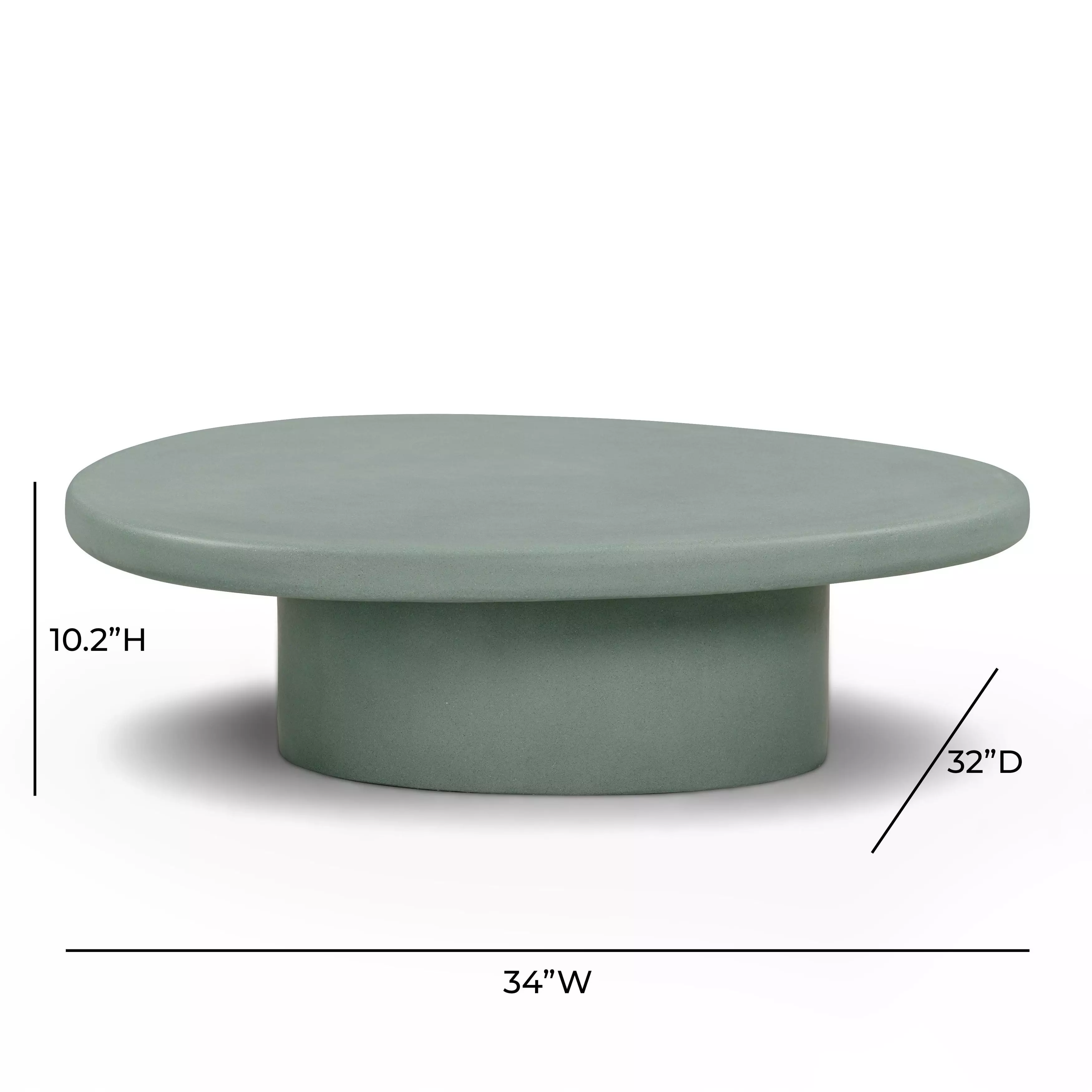 Jade Green Round Outdoor Concrete Top Large Coffee Table
