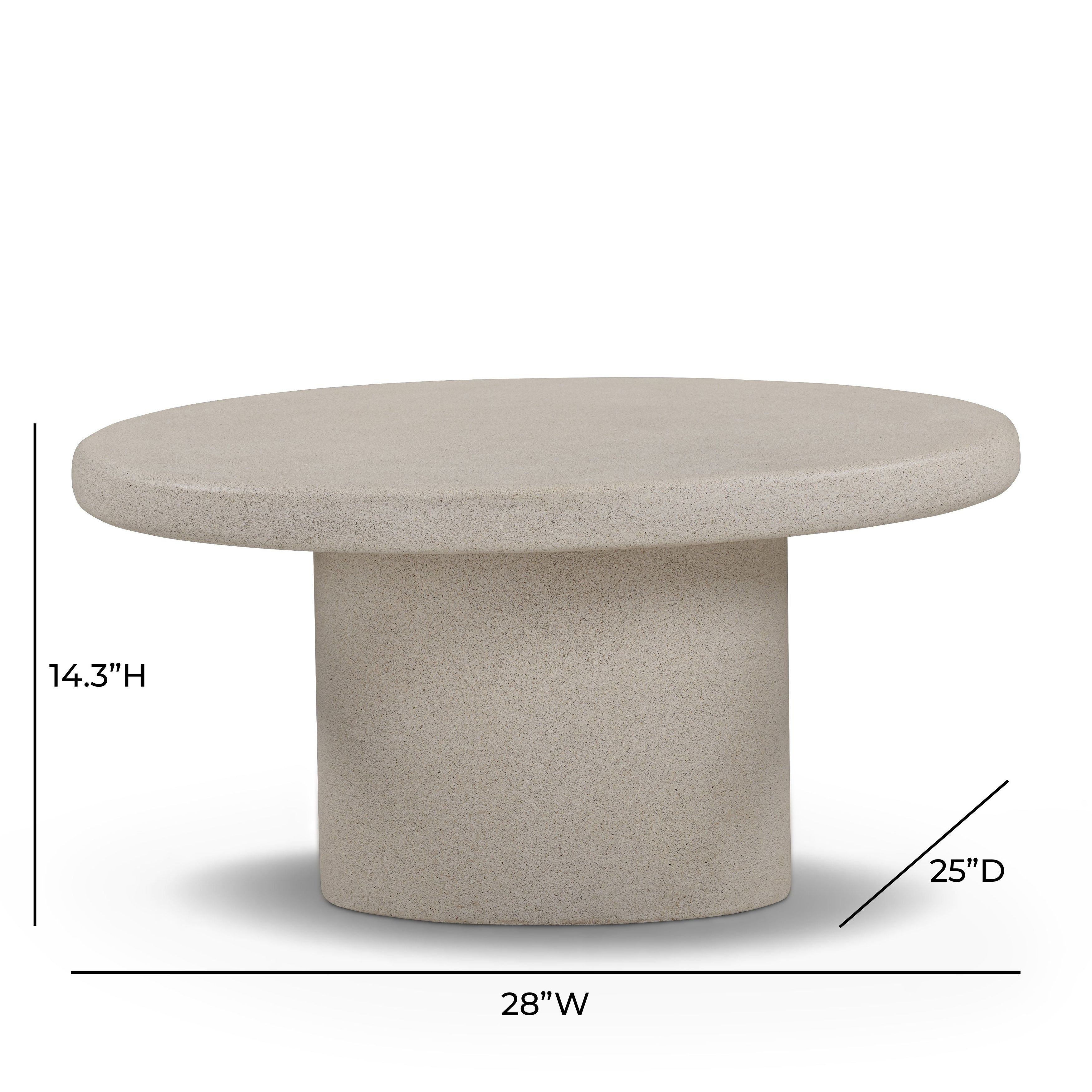 Jade Cream Round Outdoor Concrete Top Medium Coffee Table