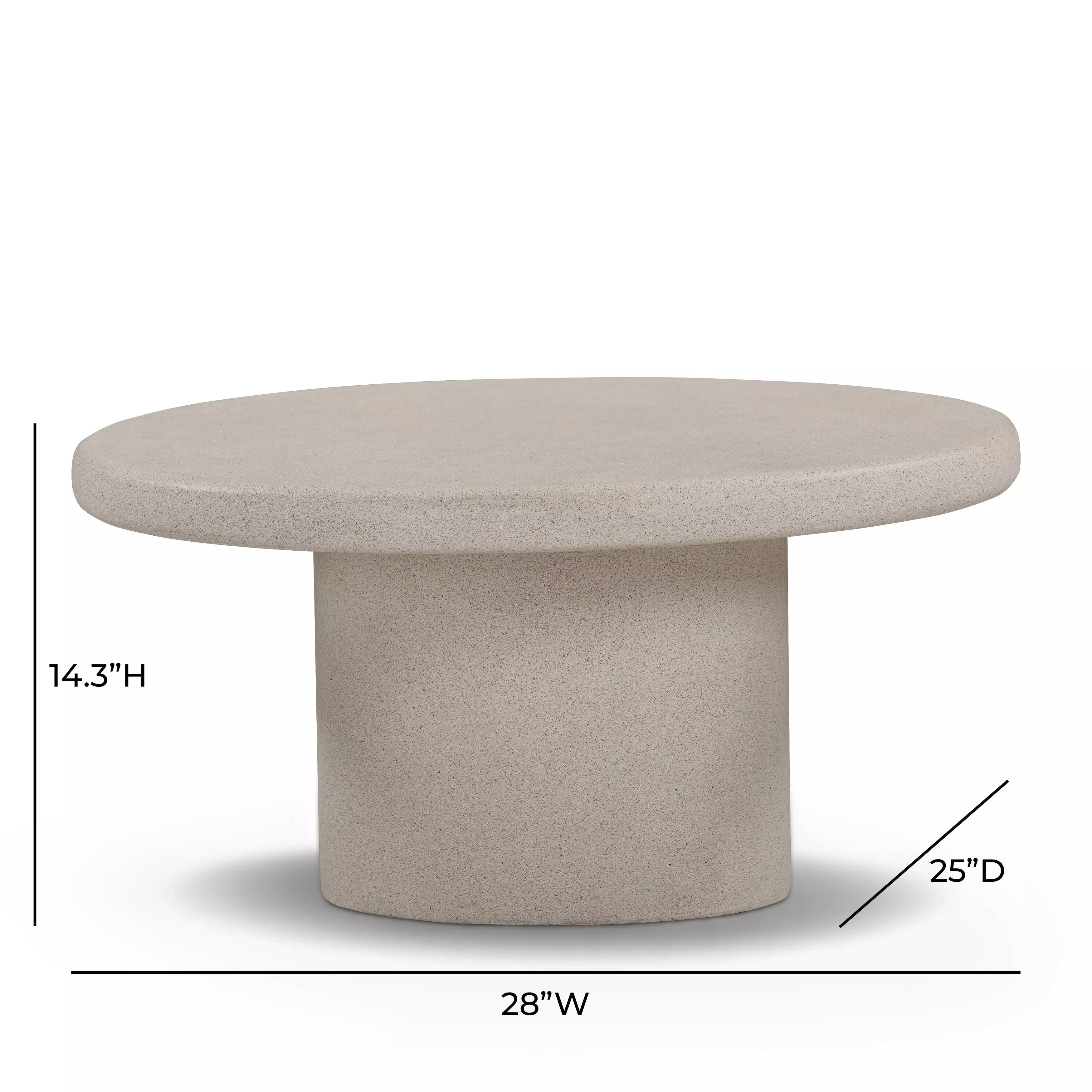 Jade Cream Round Outdoor Concrete Top Medium Coffee Table