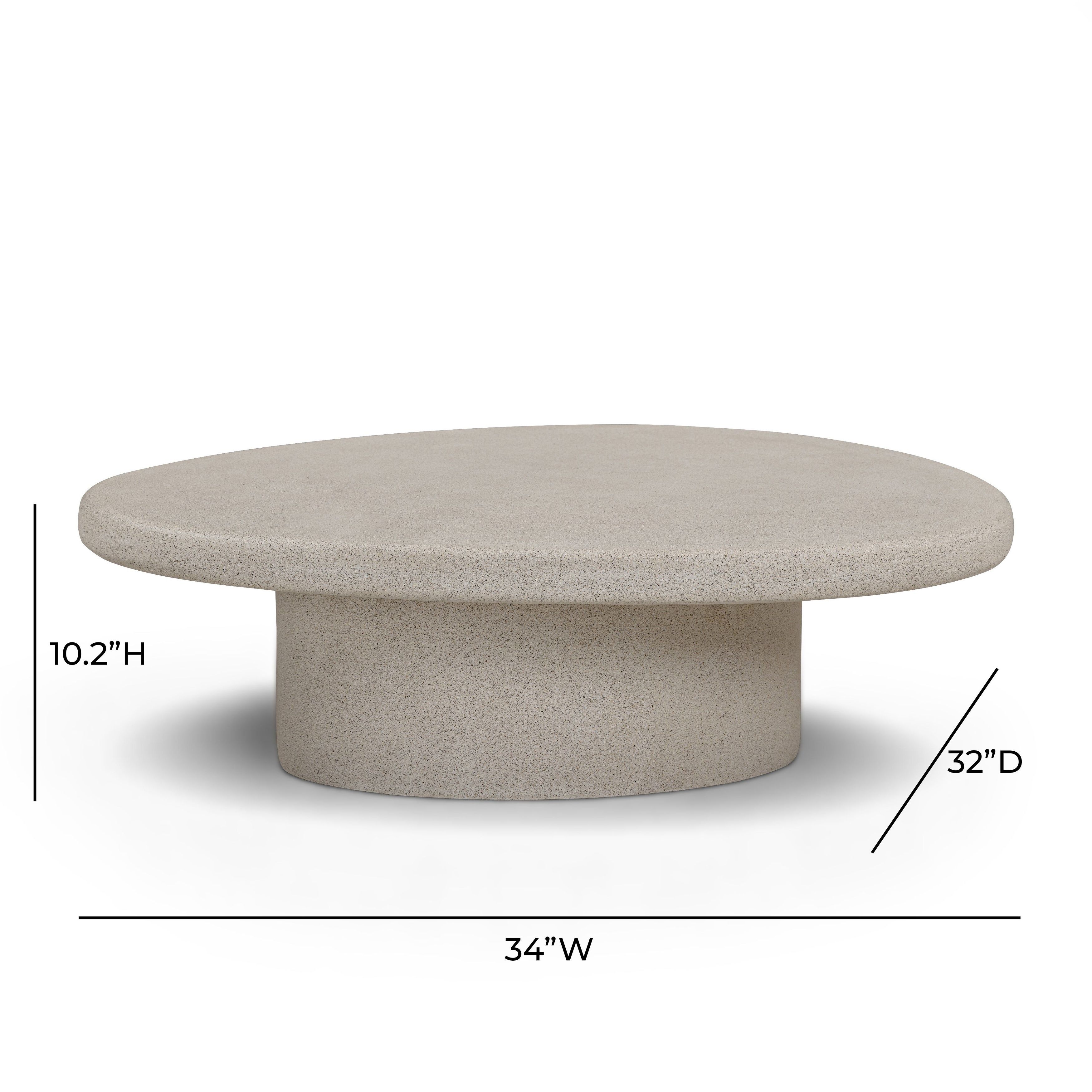 Jade Cream Round Outdoor Concrete Top Large Coffee Table