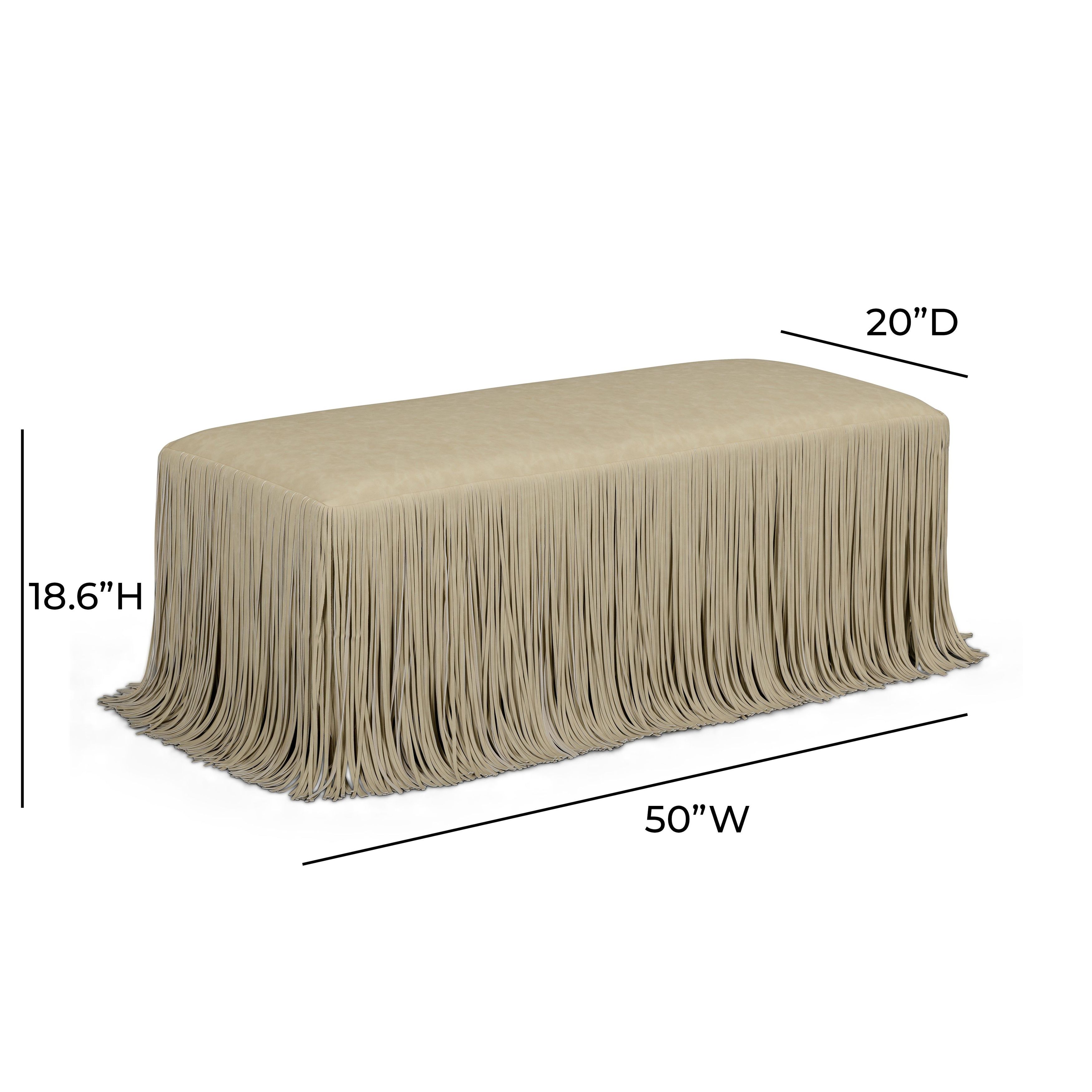 Shag Me Distressed Tan Upholstered Accent Bench