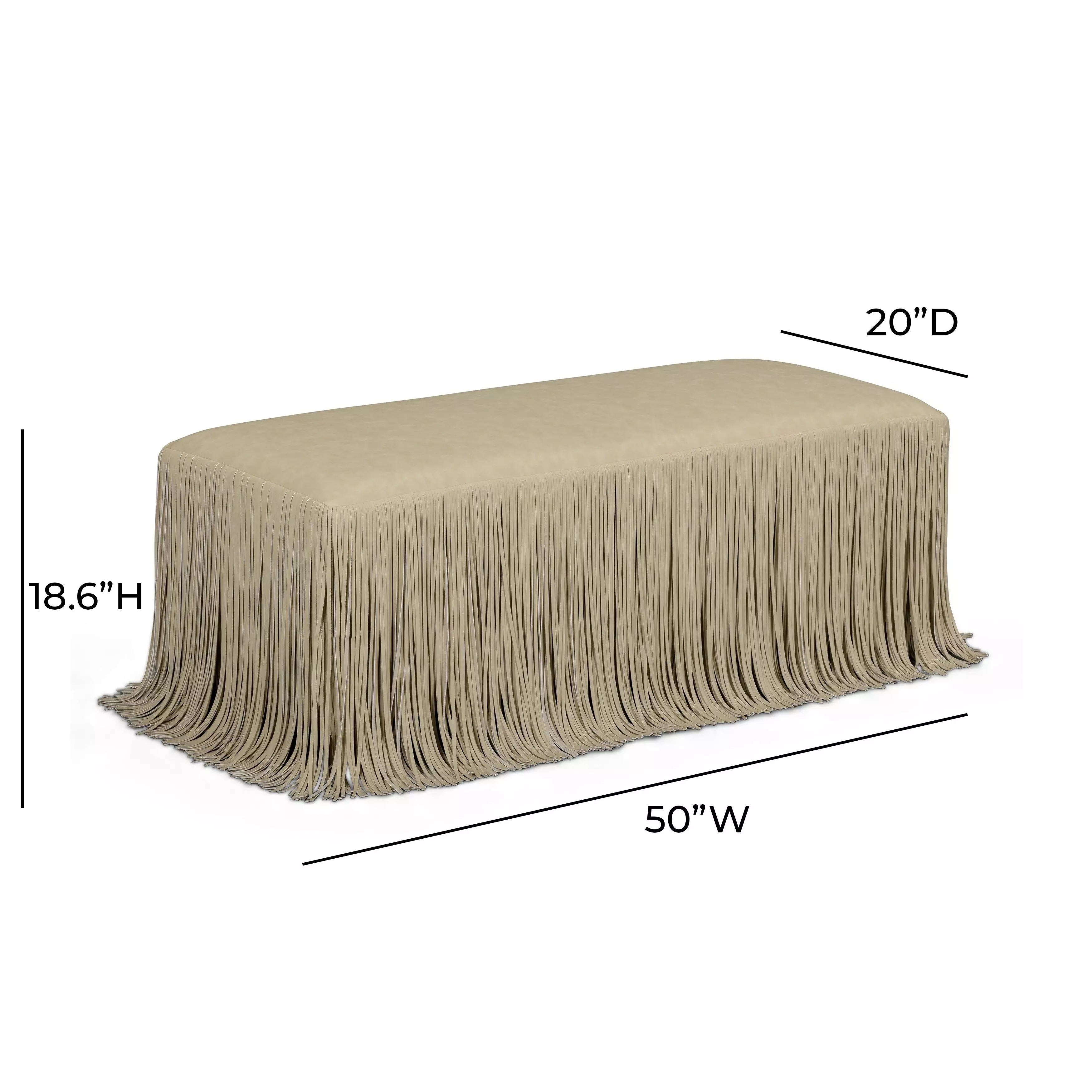 Shag Me Distressed Tan Upholstered Accent Bench