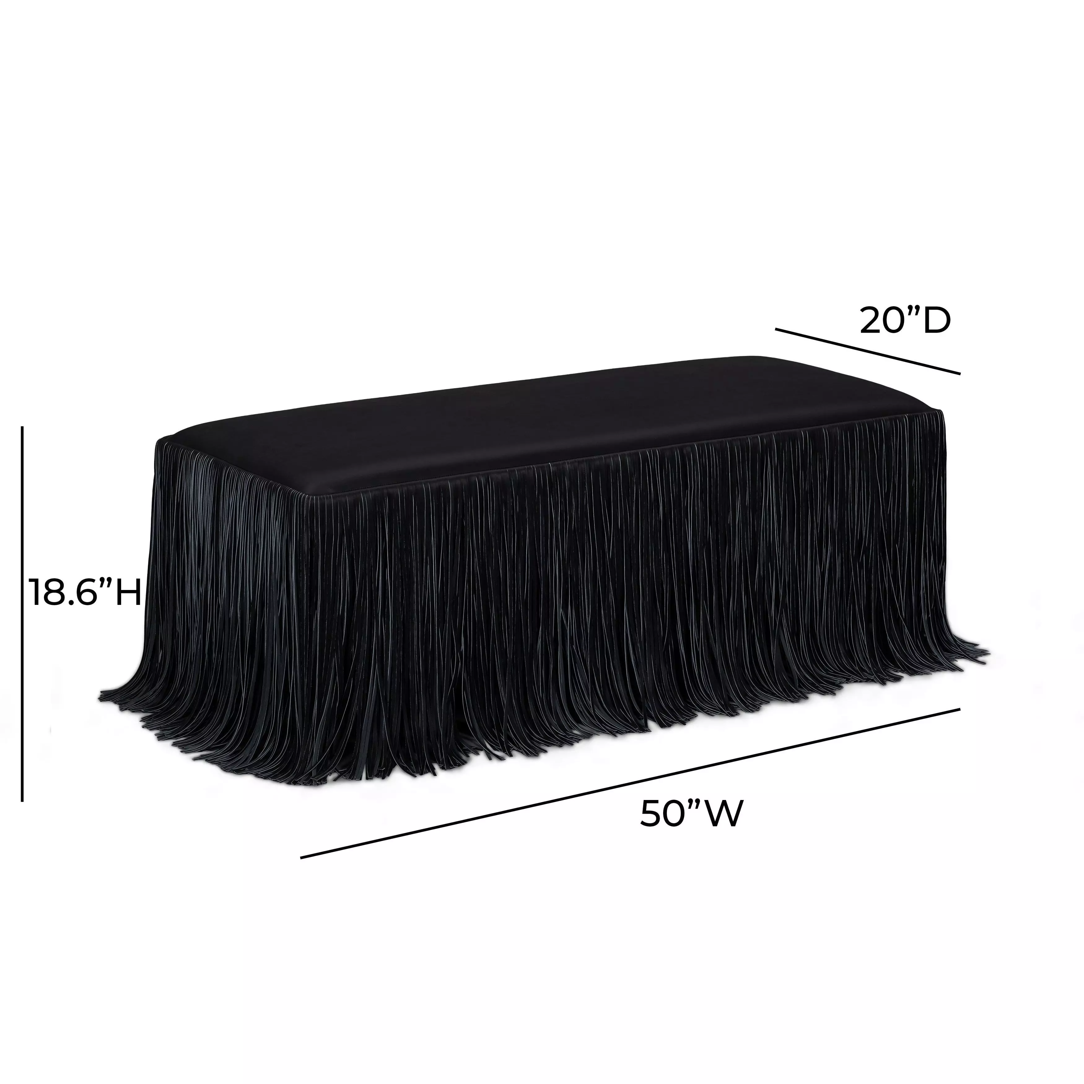 Shag Me Black Upholstered Accent Bench