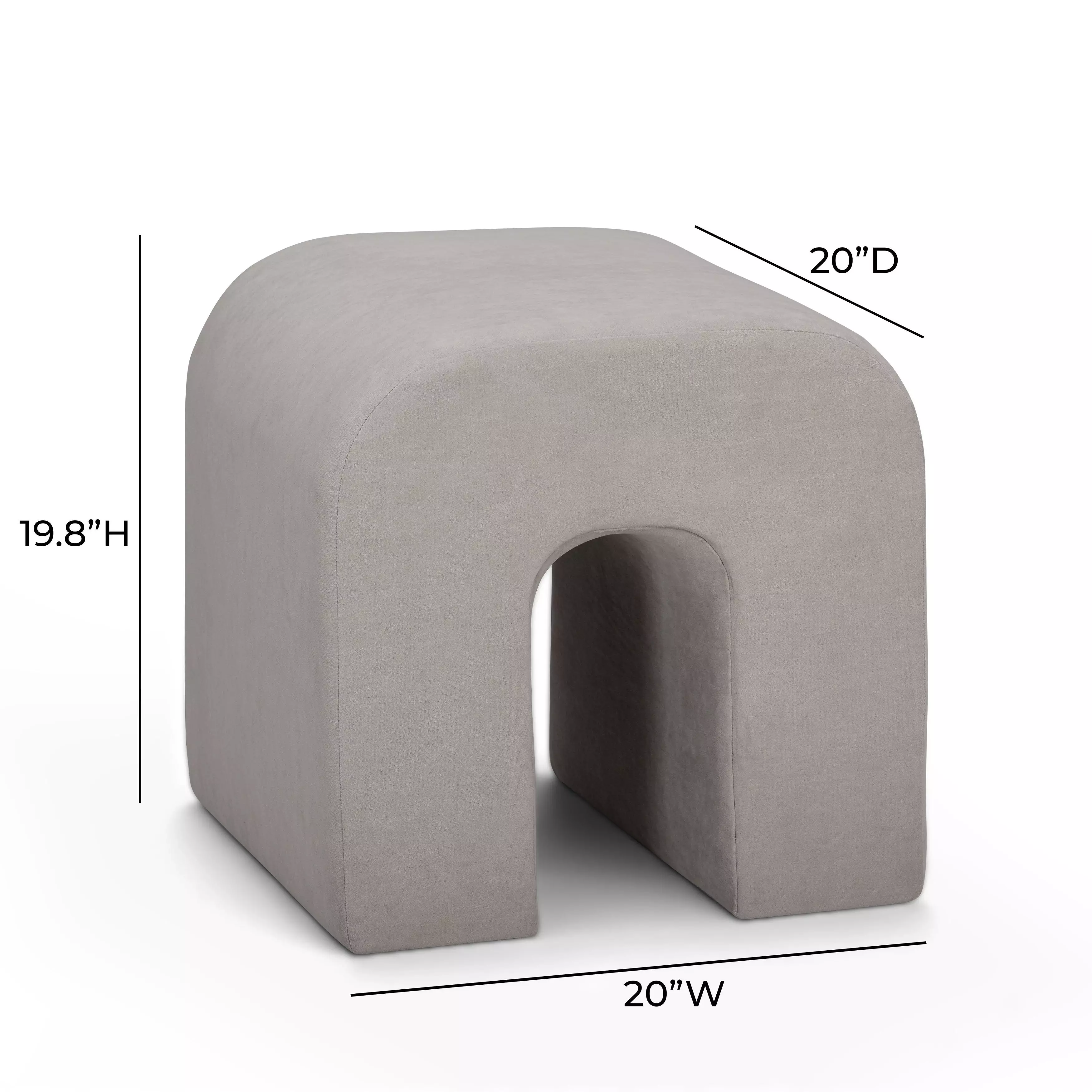 Desi Taupe Performance Fabric Upholstered Square Ottoman