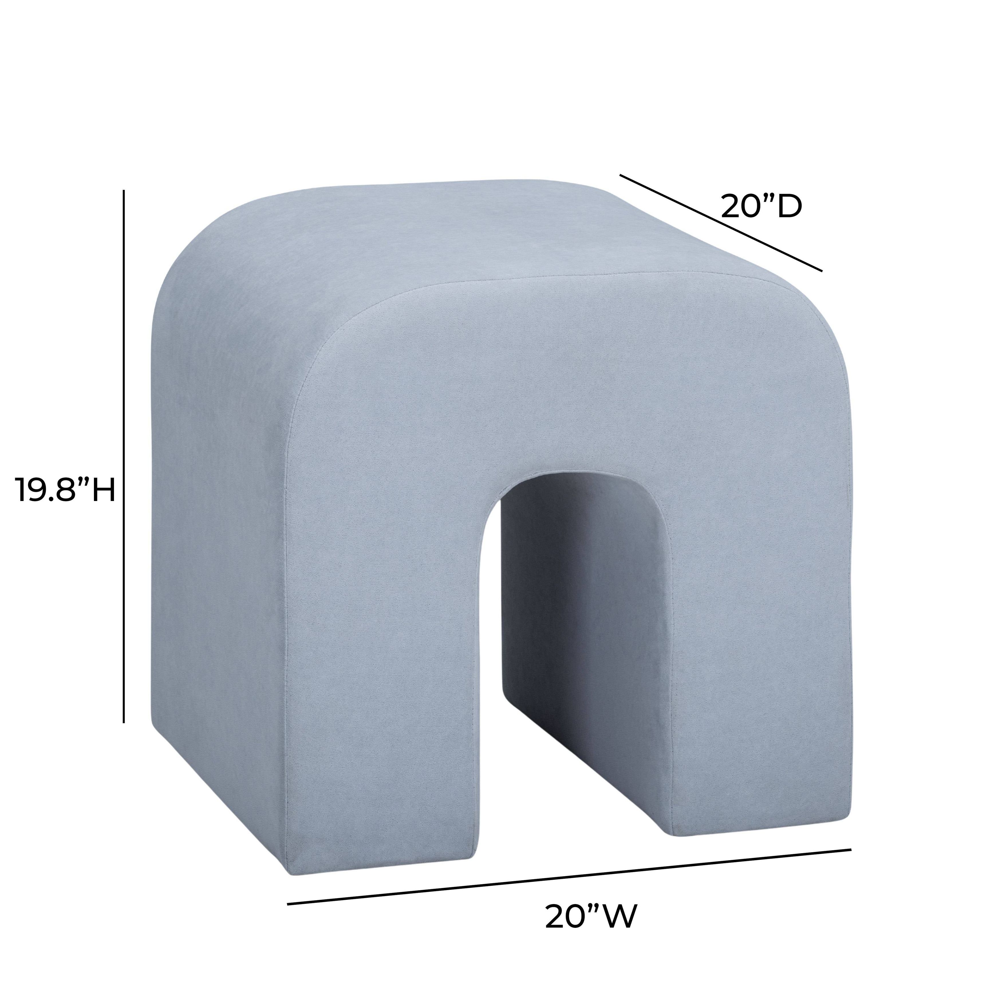 Desi Light Blue Performance Fabric Upholstered Square Ottoman