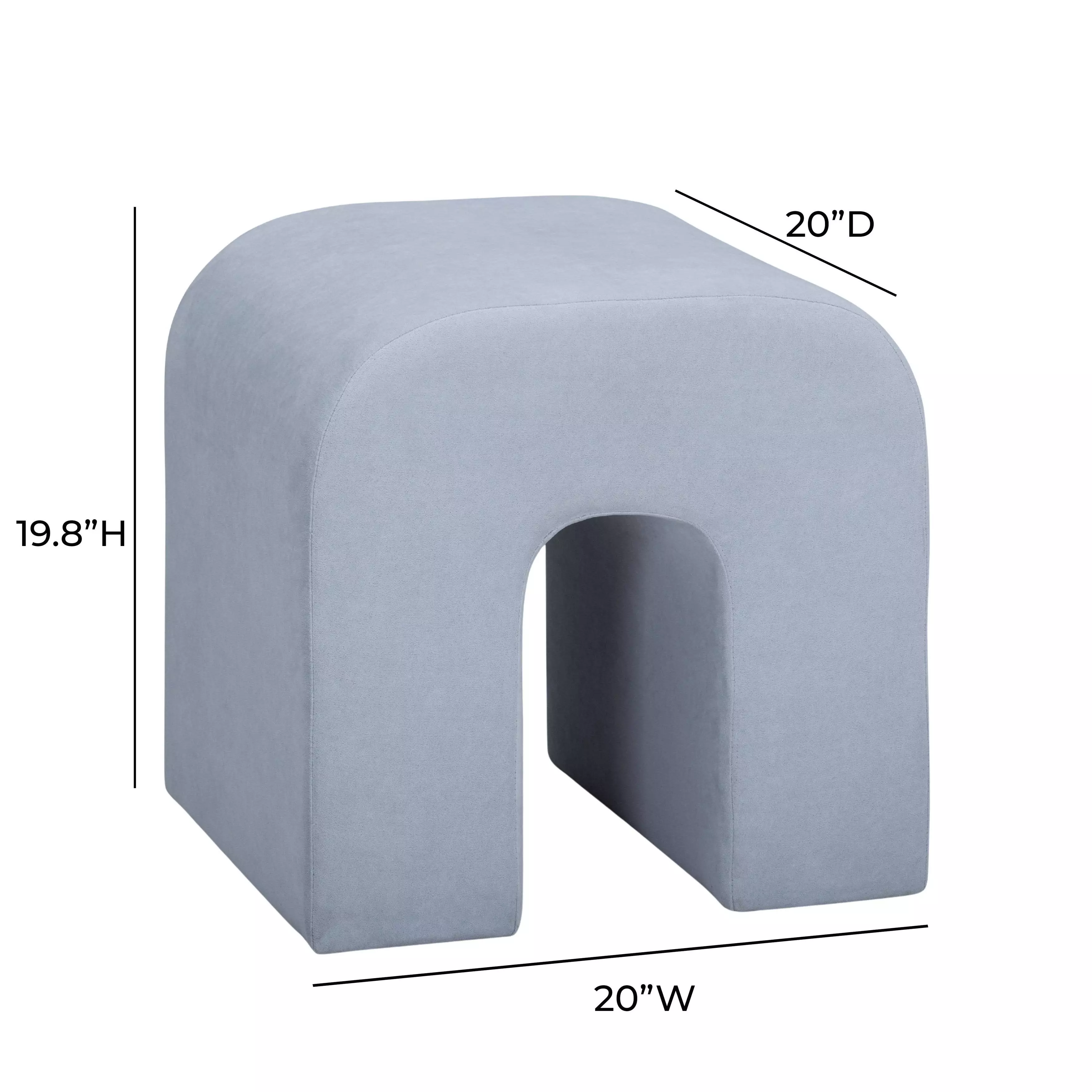 Desi Light Blue Performance Fabric Upholstered Square Ottoman