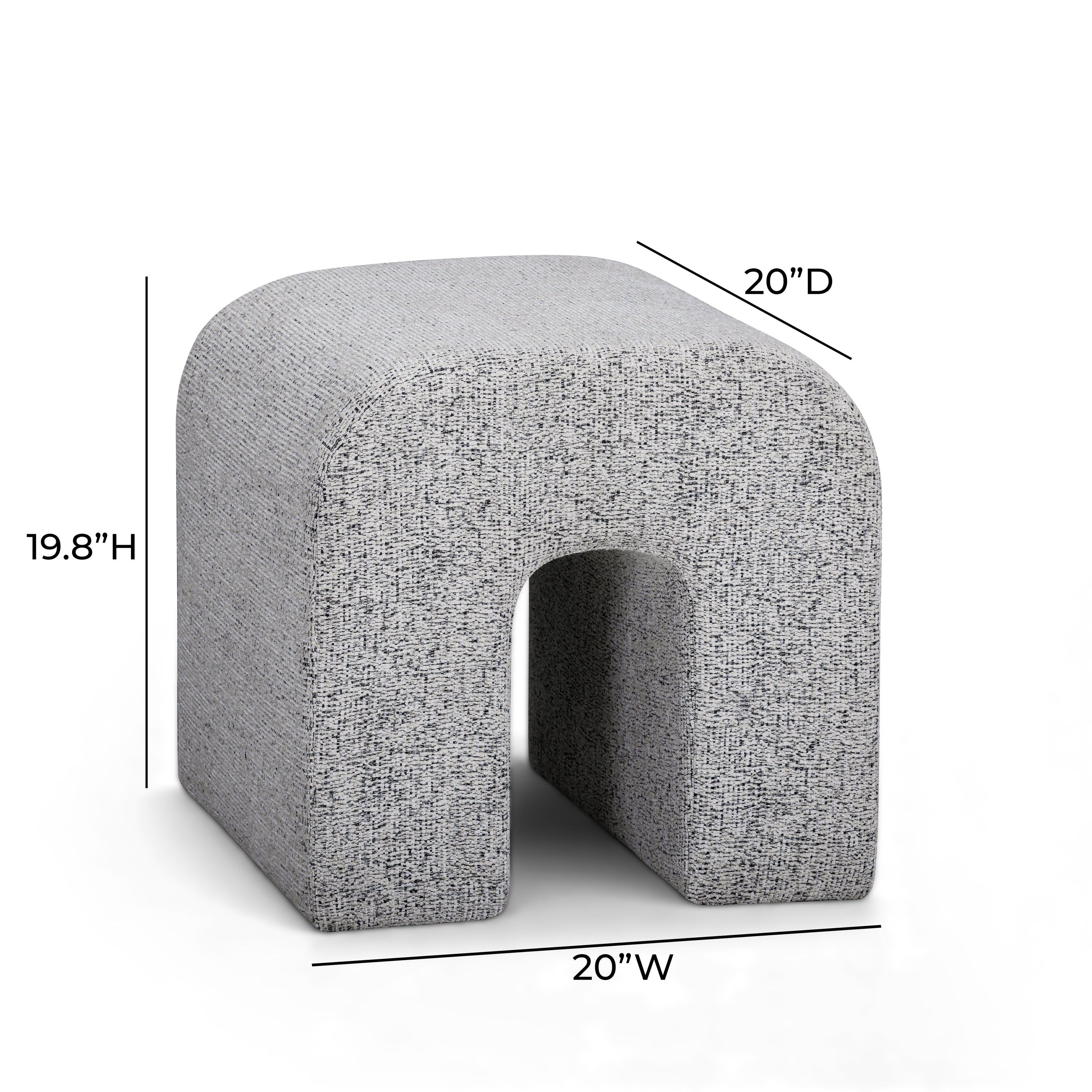 Desi Black and White Performance Fabric Upholstered Square Ottoman