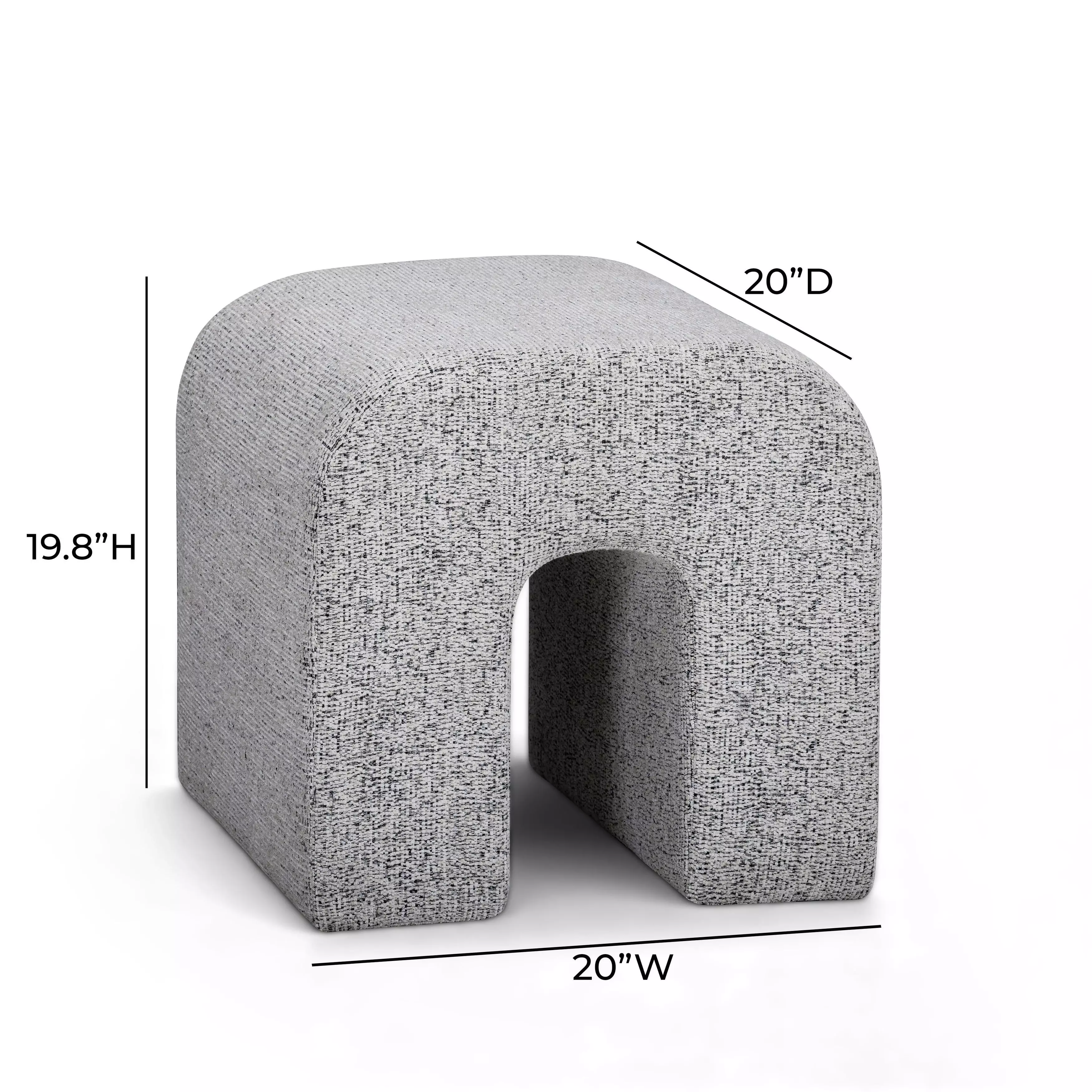 Desi Black and White Performance Fabric Upholstered Square Ottoman