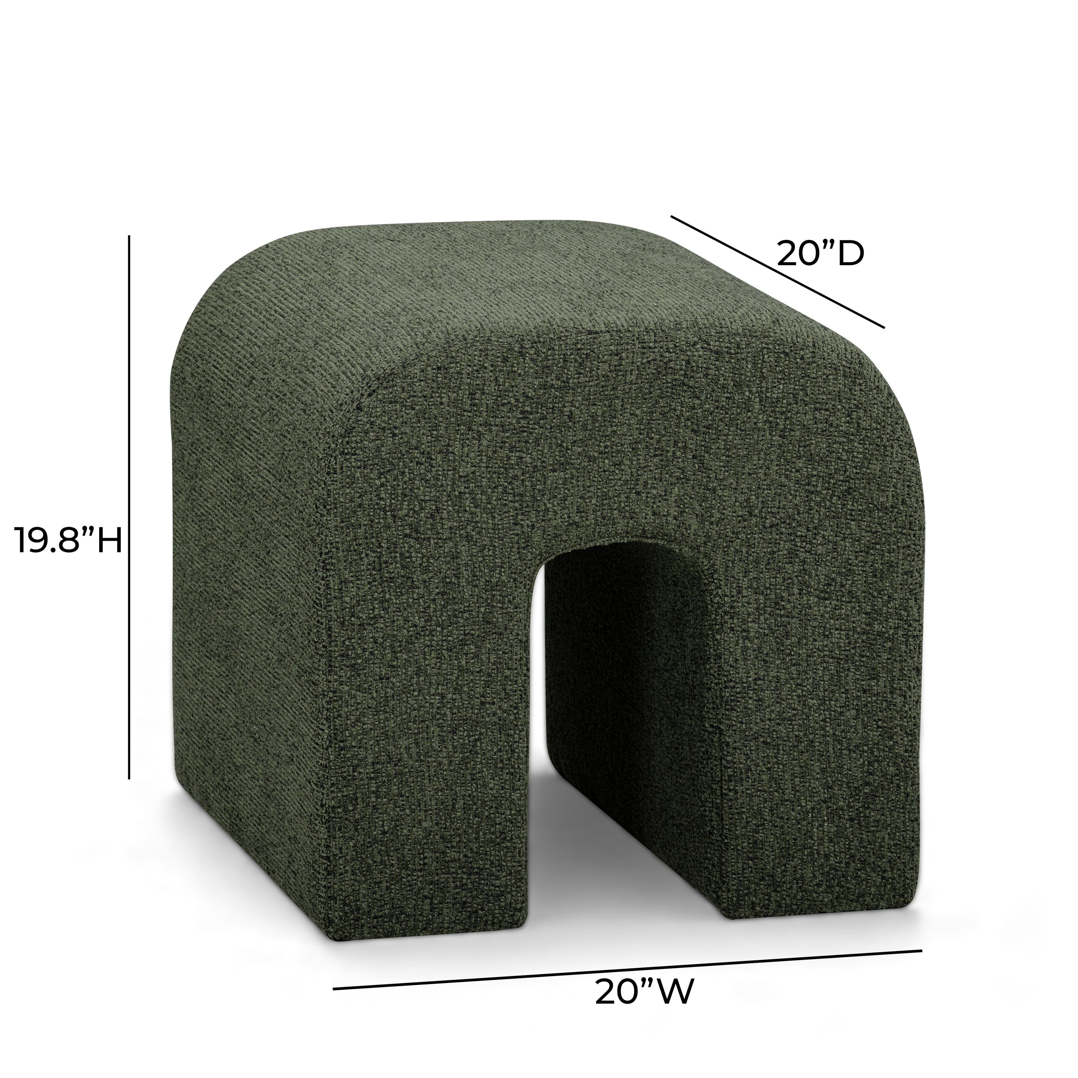 Desi Green Performance Fabric Upholstered Square Ottoman
