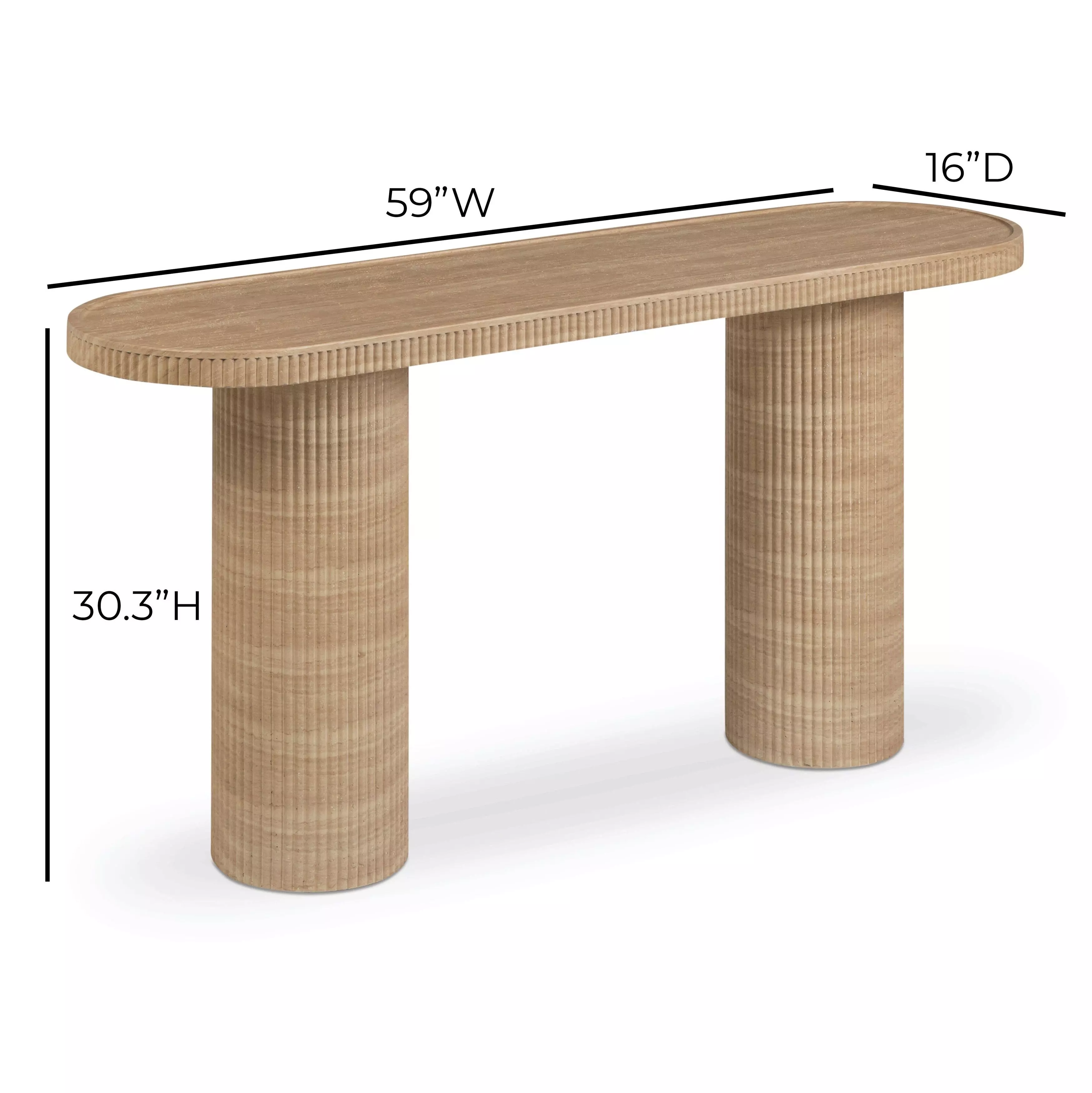 Darcy Faux Travertine Oval Outdoor Concrete Top Console Table