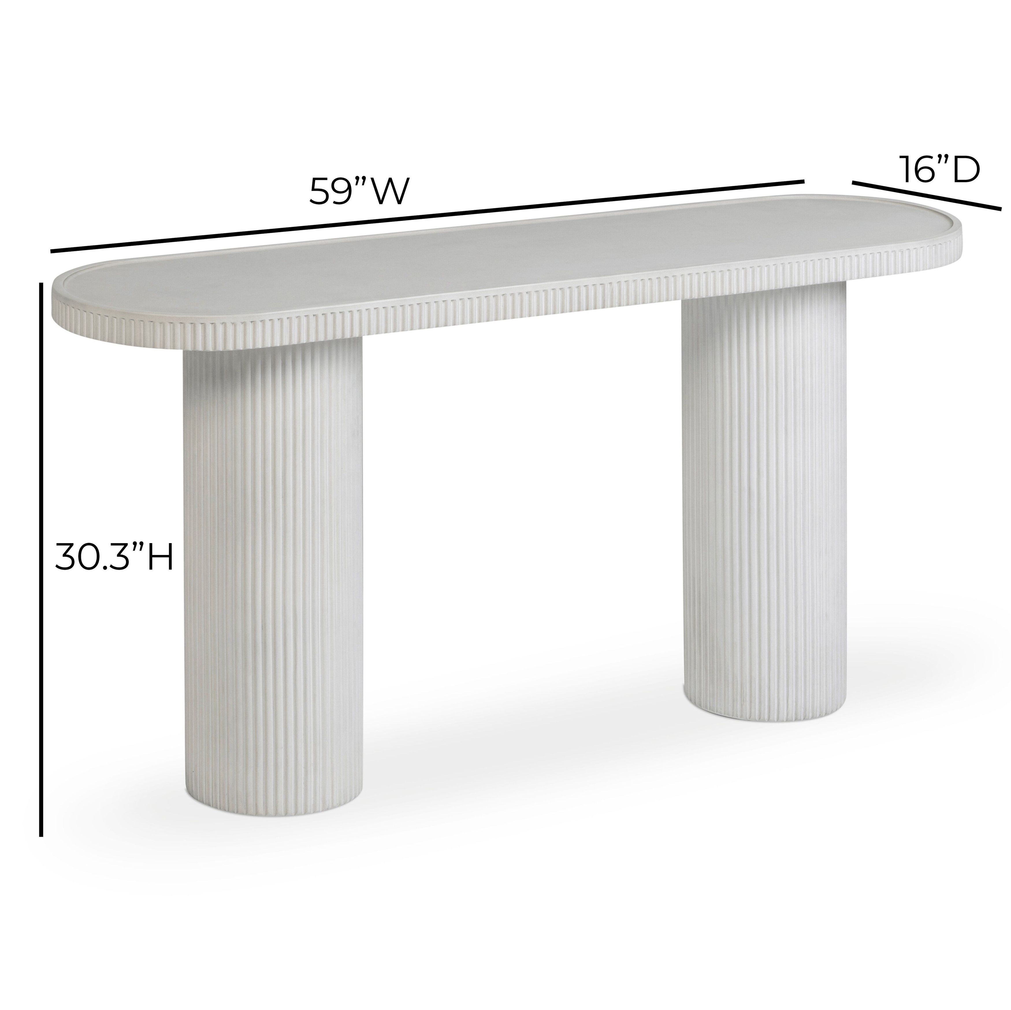 Darcy White Oval Outdoor Concrete Top Console Table