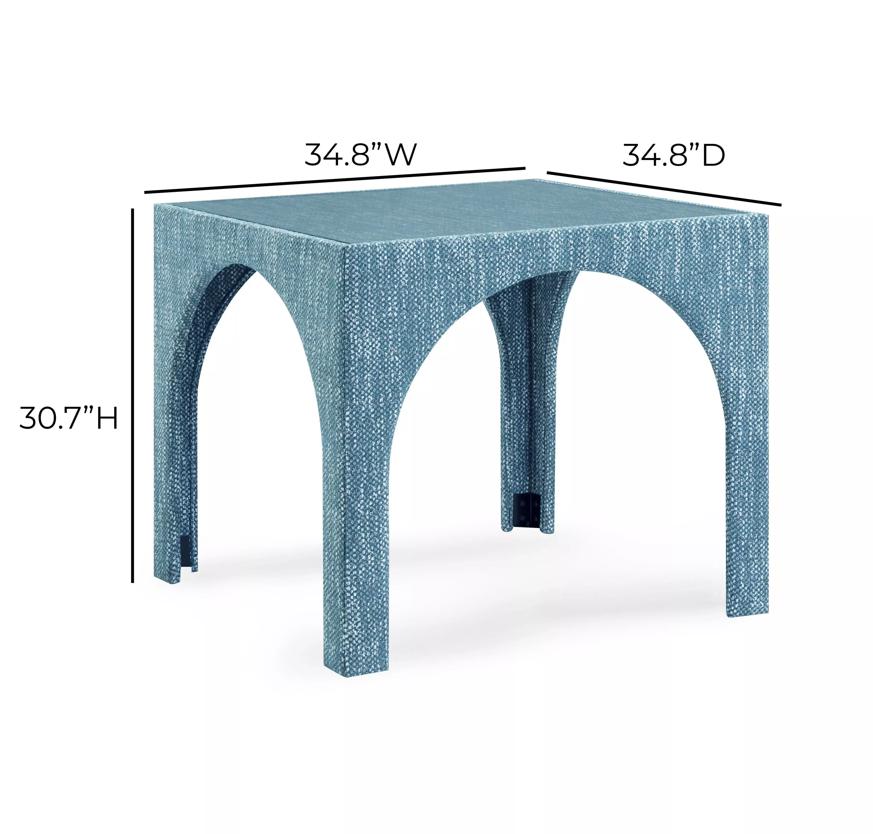 Tomlin Teal Performance Fabric 35" Square Game Table and Round Ottoman Set of 2