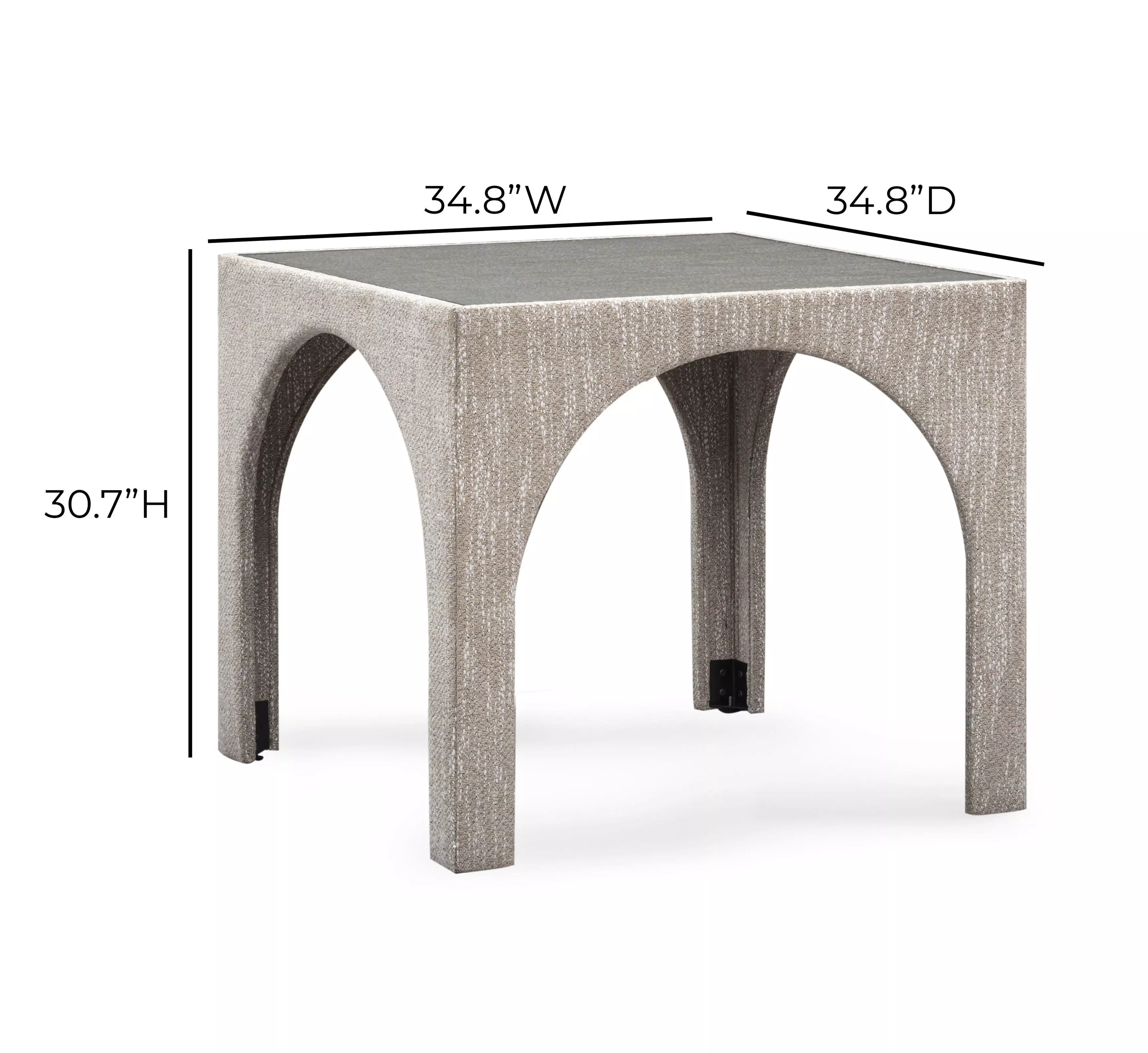 Tomlin Beige Performance Fabric 35" Square Game Table and Round Ottoman Set of 2
