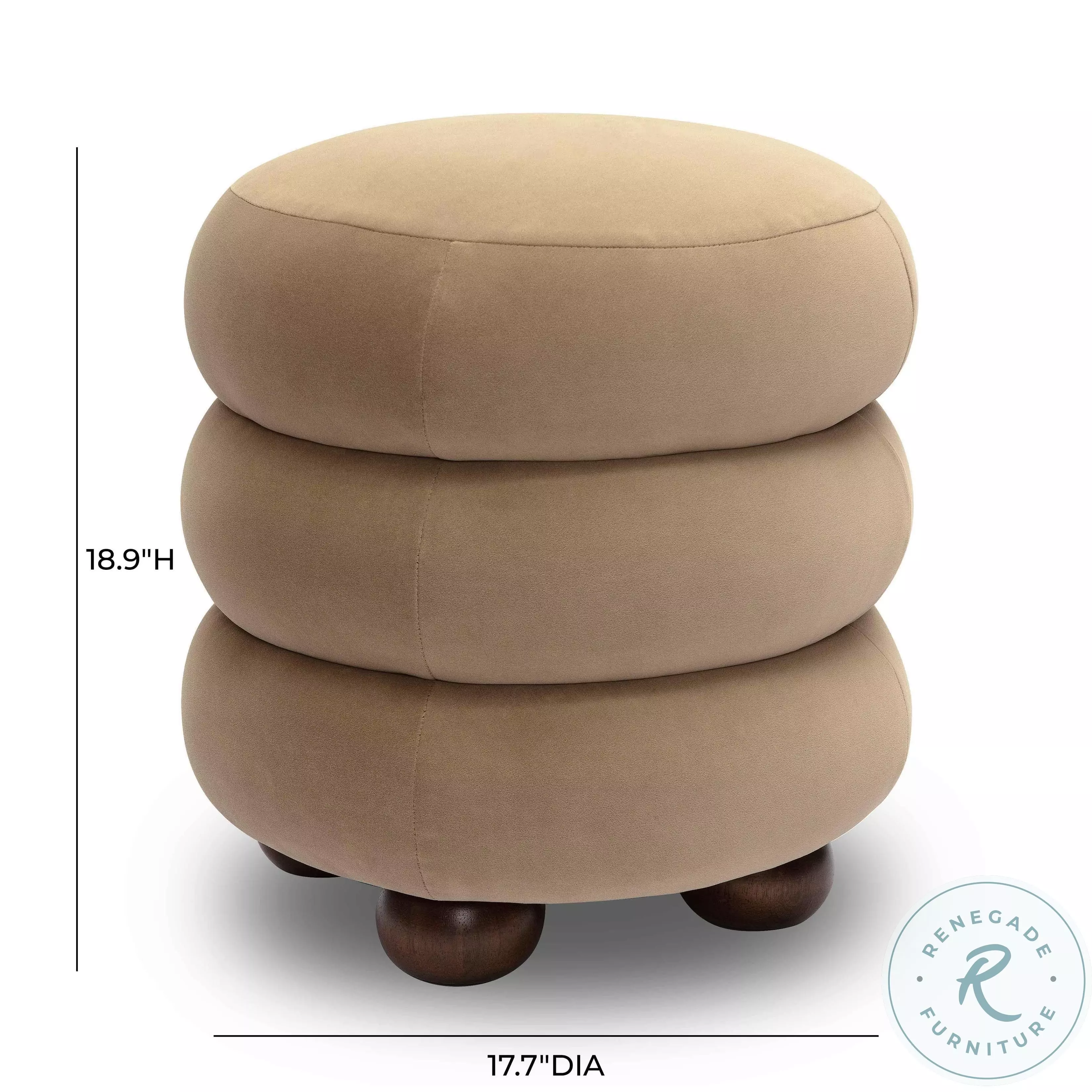 Stefanie Taupe Velvet Ottoman