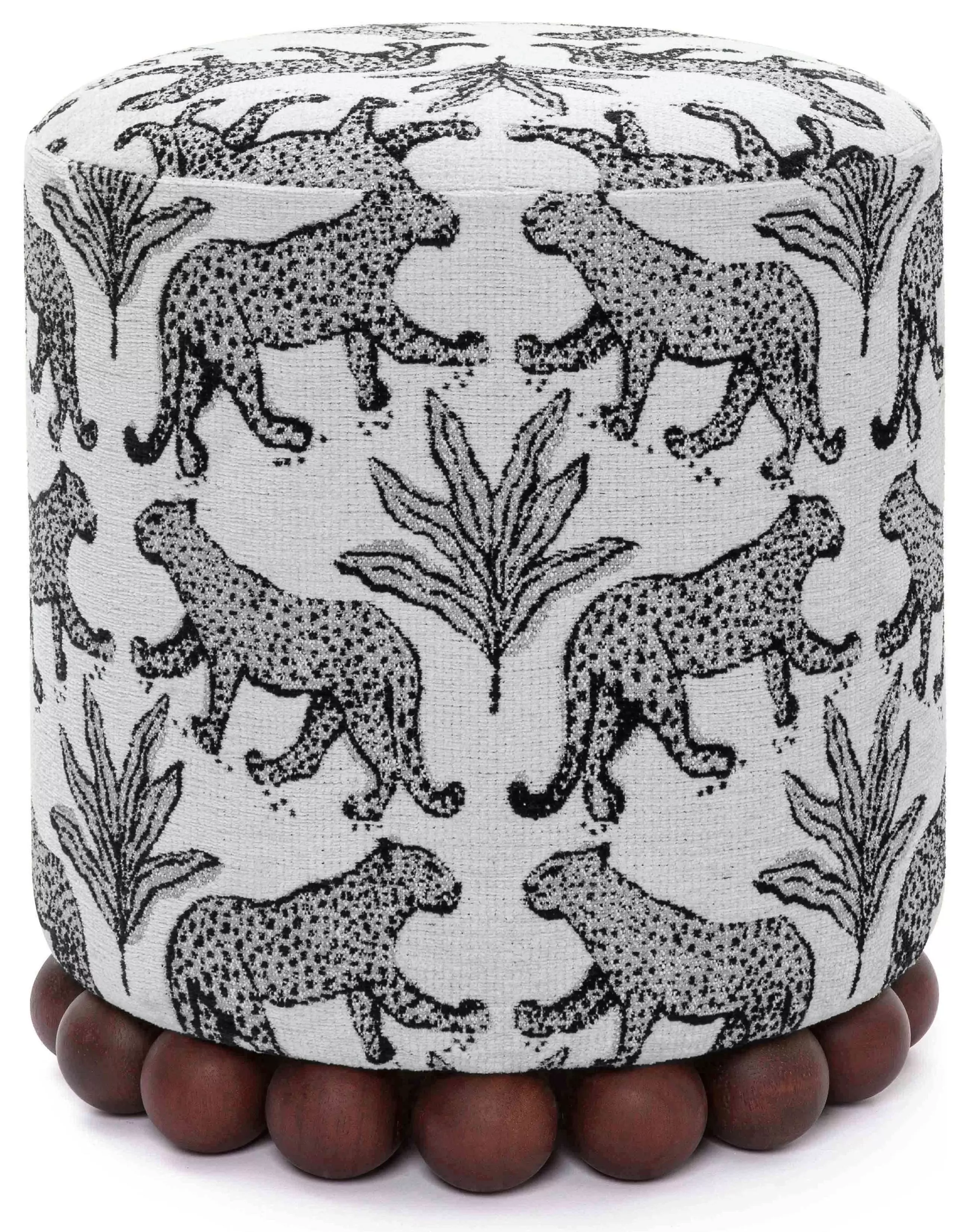 Dex Cream Leopard Jacquard Ottoman From TOV | Coleman Furniture