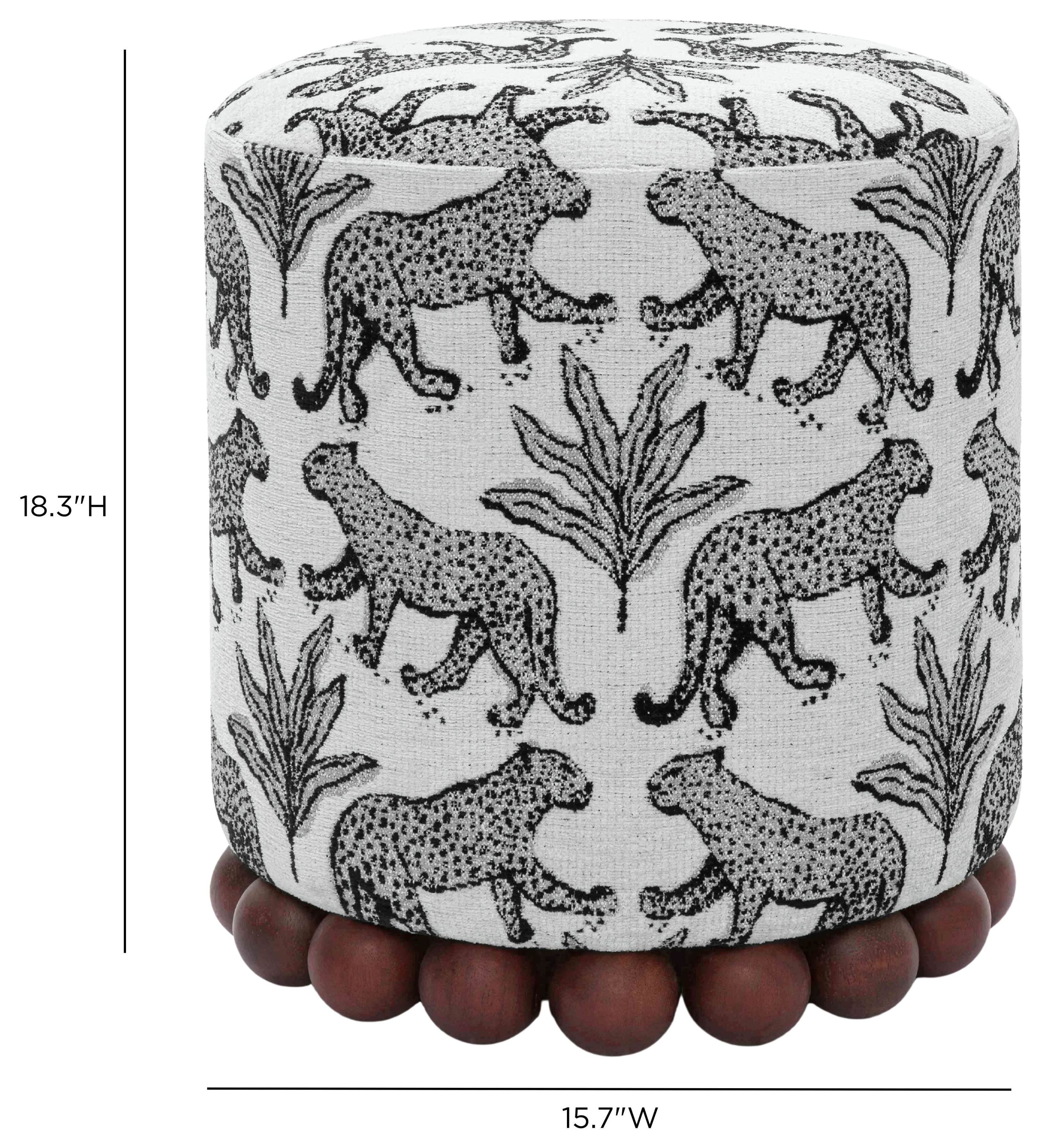 Dex Cream Leopard Jacquard Ottoman From TOV | Coleman Furniture