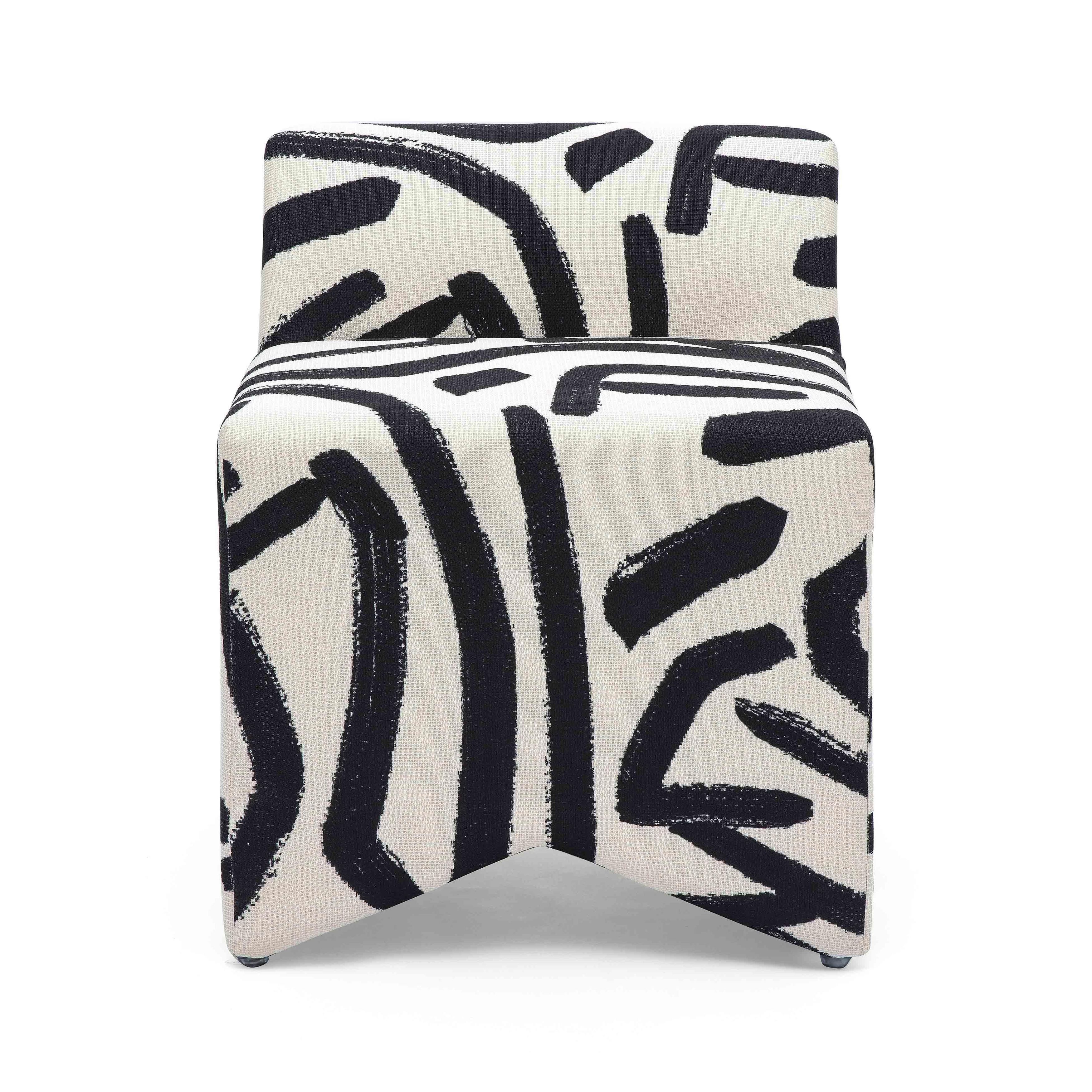 TOV Pippa Black Brushstroke Print Stool