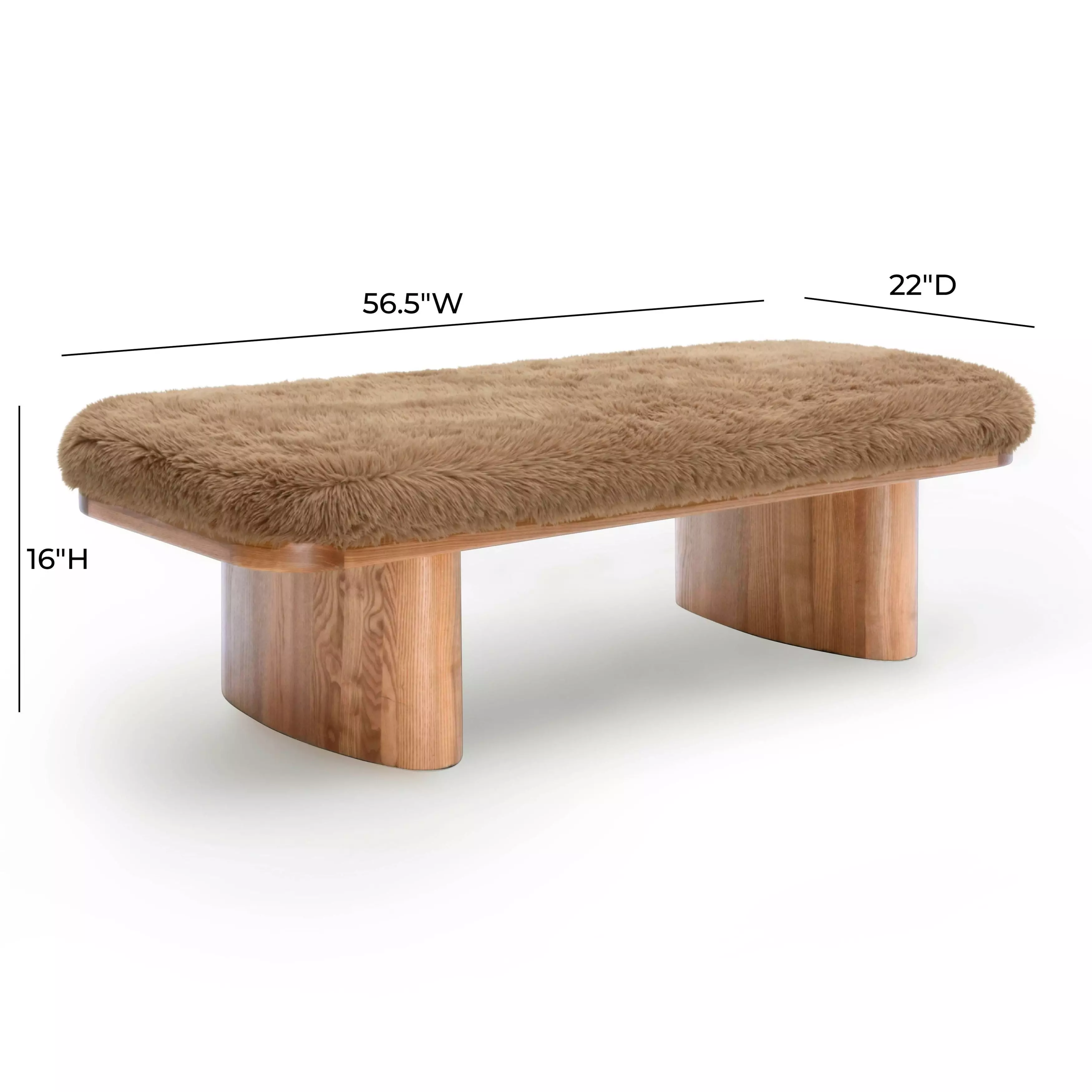 Ollie Taupe 57" Large Bench
