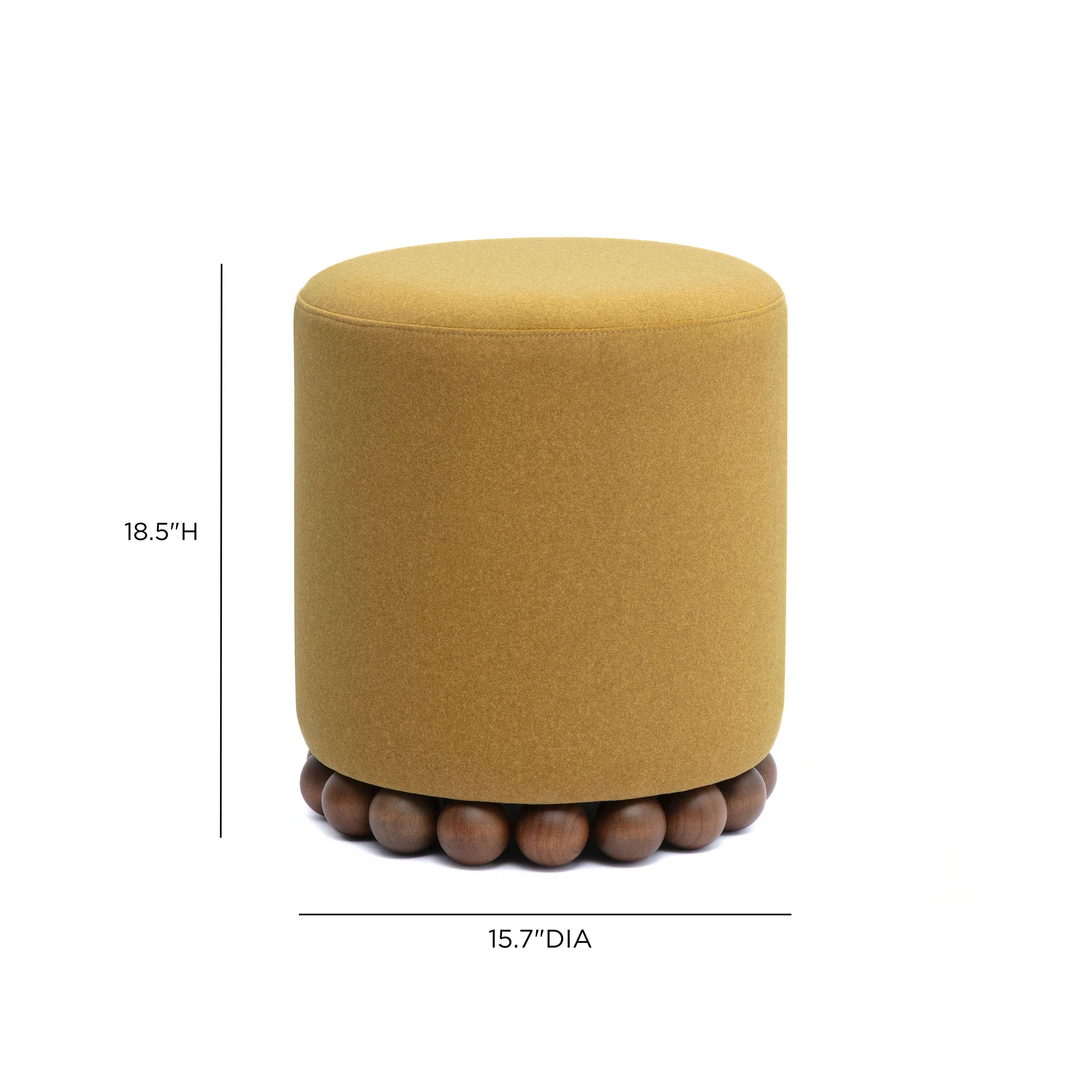 Dex Amber Performance Vegan Mohair Upholstered Round Ottoman